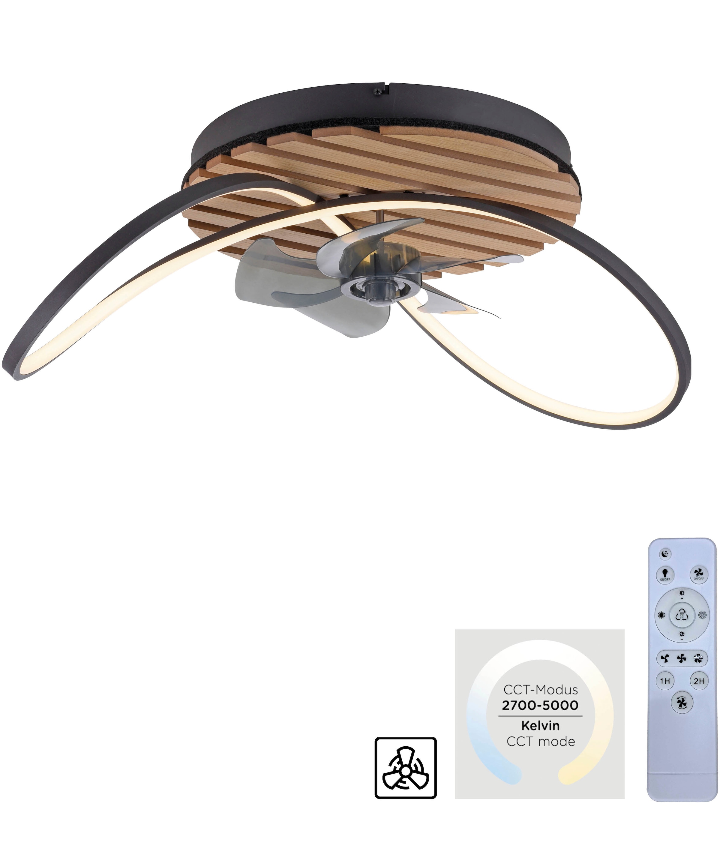andas Deckenleuchte »Unnestad Akustikpaneele«, 1 flammig, Leuchtmittel LED-Board | LED fest integriert, Deckenventilator, Holz, Akustik, Paneele, Ventilator, Lampe