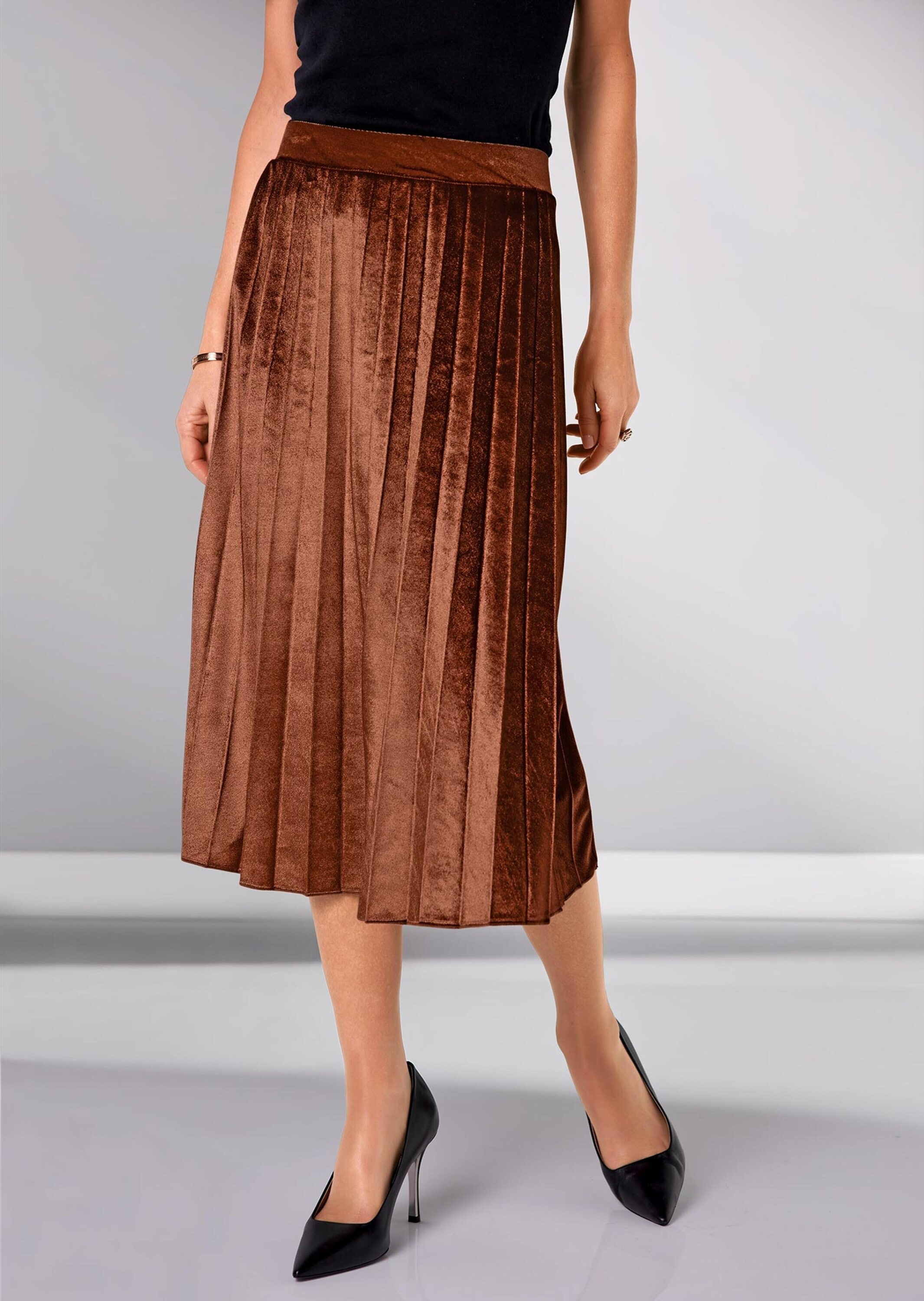 GOLDNER A-Linien-Rock »Plisseerock aus schimmerndem Samt«
