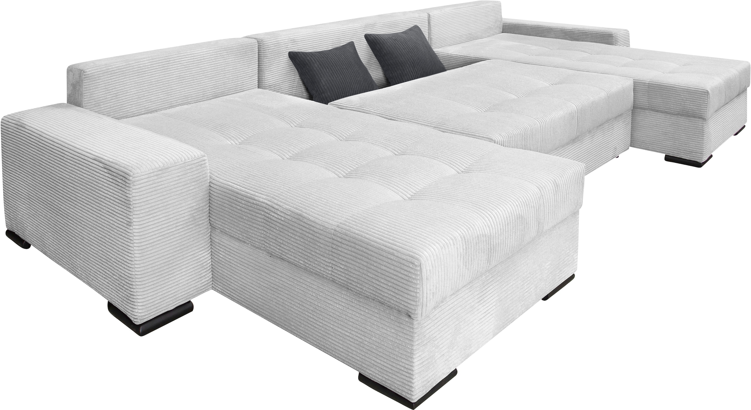 COLLECTION AB Wohnlandschaft »Josy XL U-Form, B: 313 cm in Cord, Cord-Mix« mit Bettfunktion, Bettkasten & 2 Zierkissen, Federkern