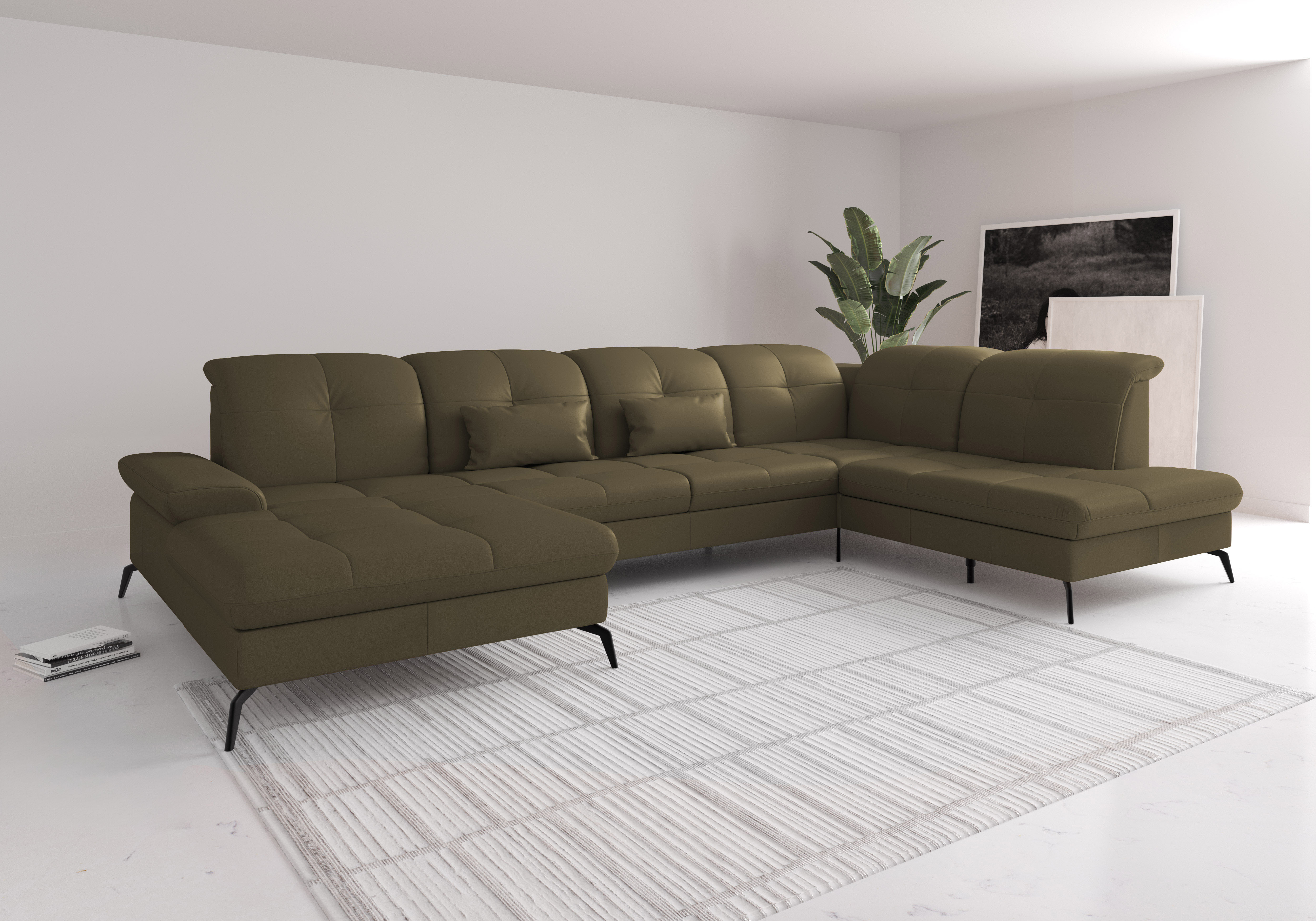 sit&more Wohnlandschaft "Amica, U-Form, inkl. Sitztiefenverstellung und Armteilverstellung" wahlweise mit Kopfteilverstellung, Schlaffunktion und Bettkasten