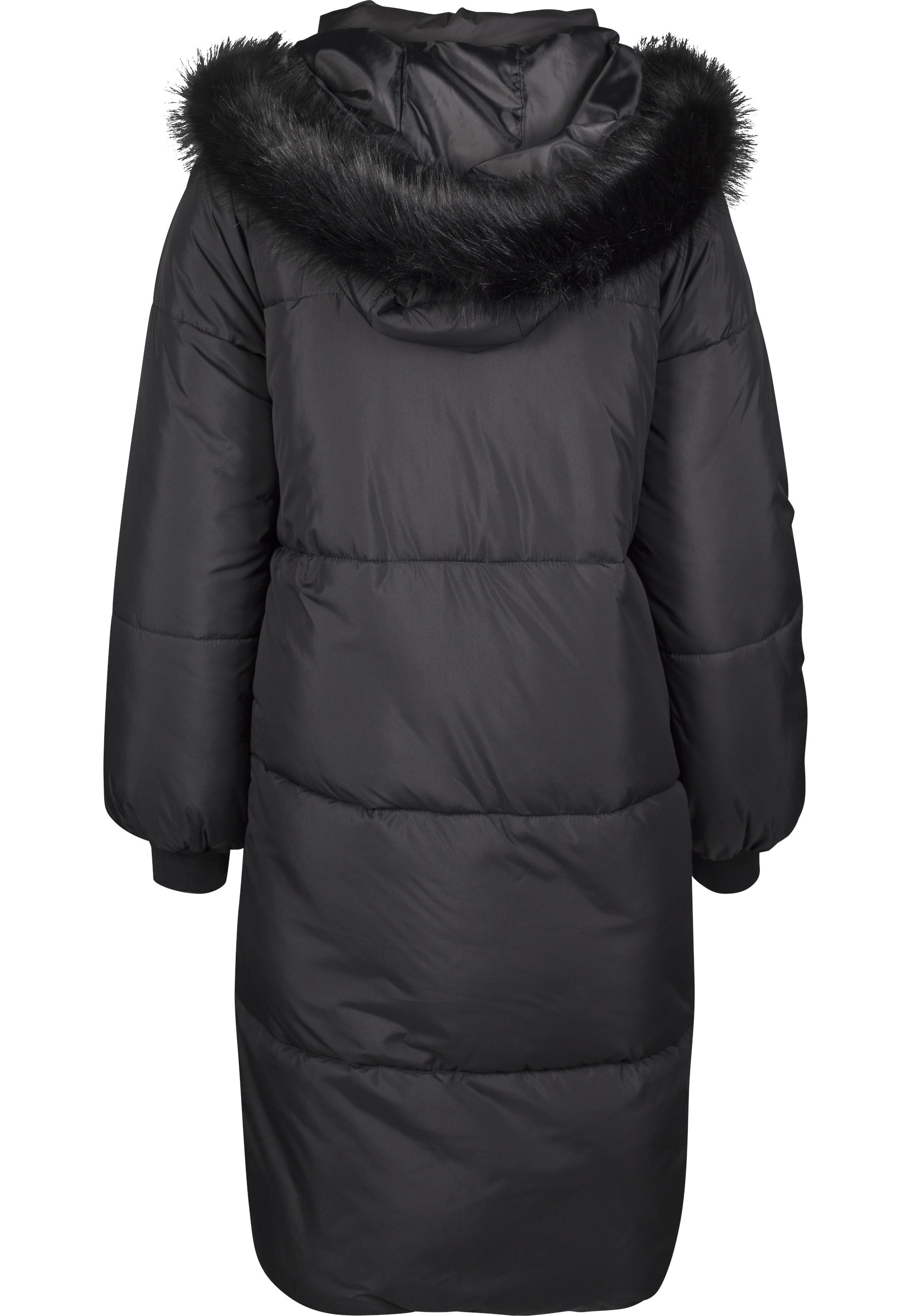 URBAN CLASSICS Winterjacke »Urban Classics Damen Ladies Oversize Faux Fur Puffer Coat« 1 Stk. tlg. mit Kapuze