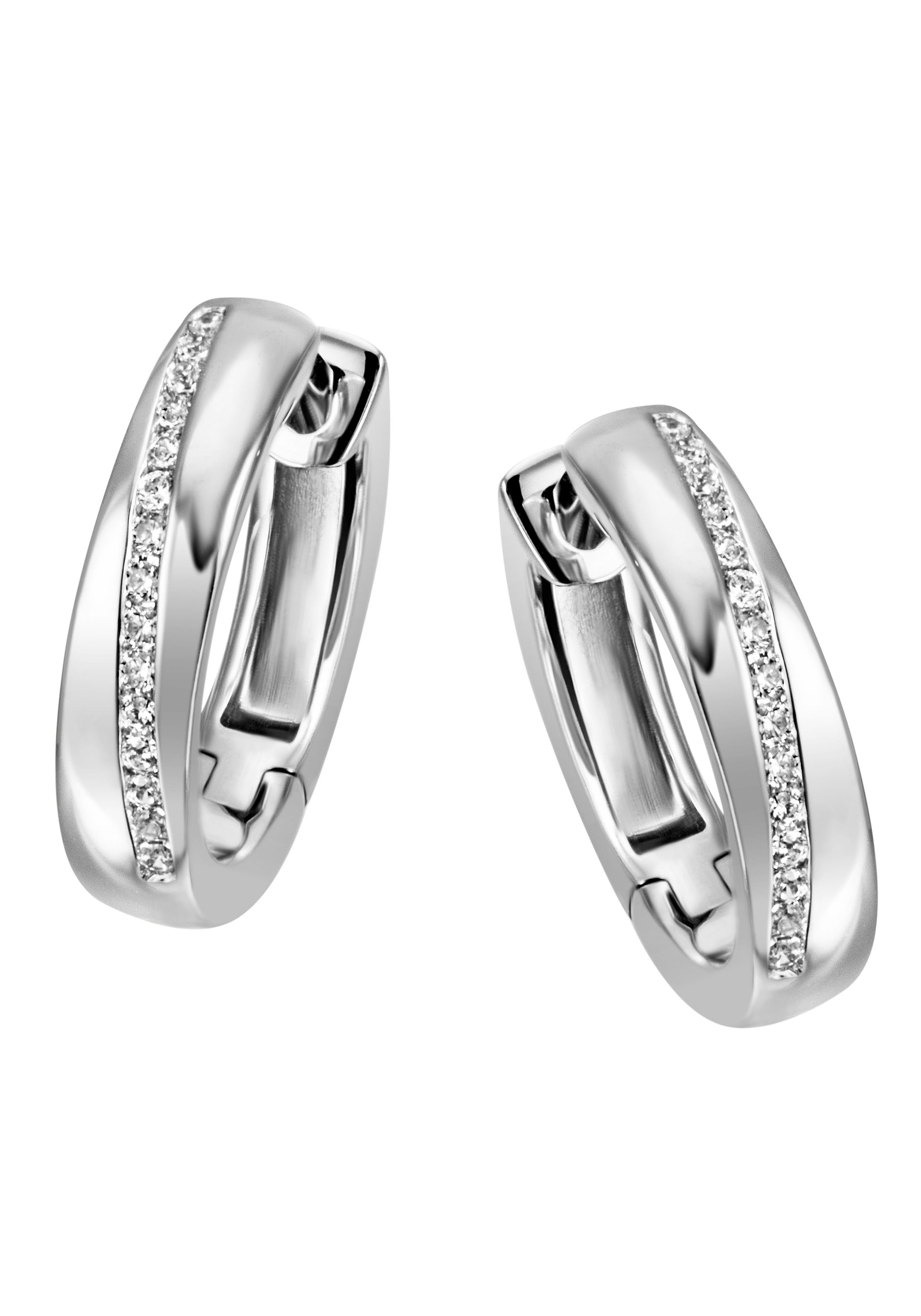 Firetti Hoop Earrings Silver 925 White 14.2mm