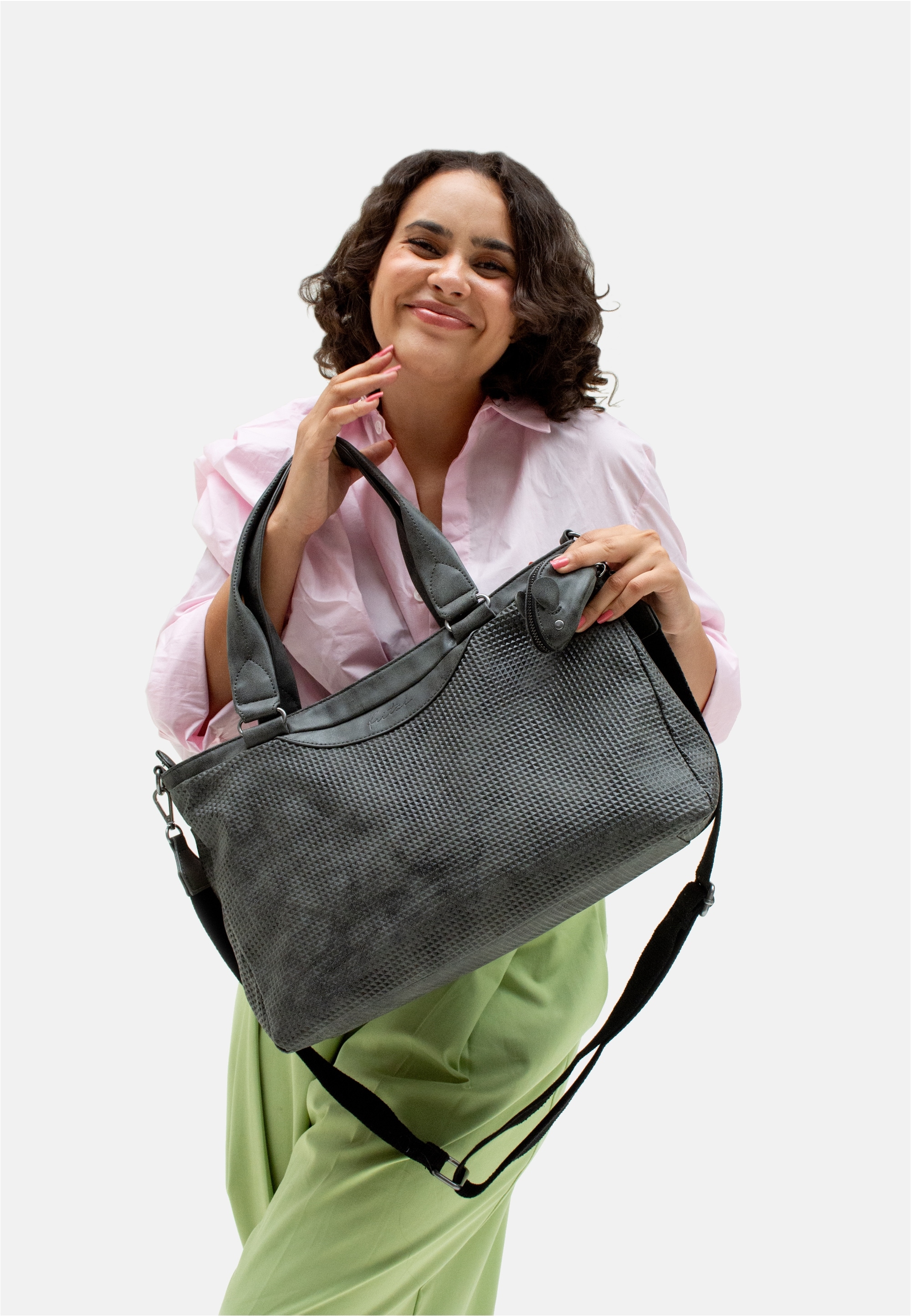 Fritzi aus Preußen Henkeltasche »Joly Waffly Black«, mit kleiner Retro-Pocket-Maus extra
