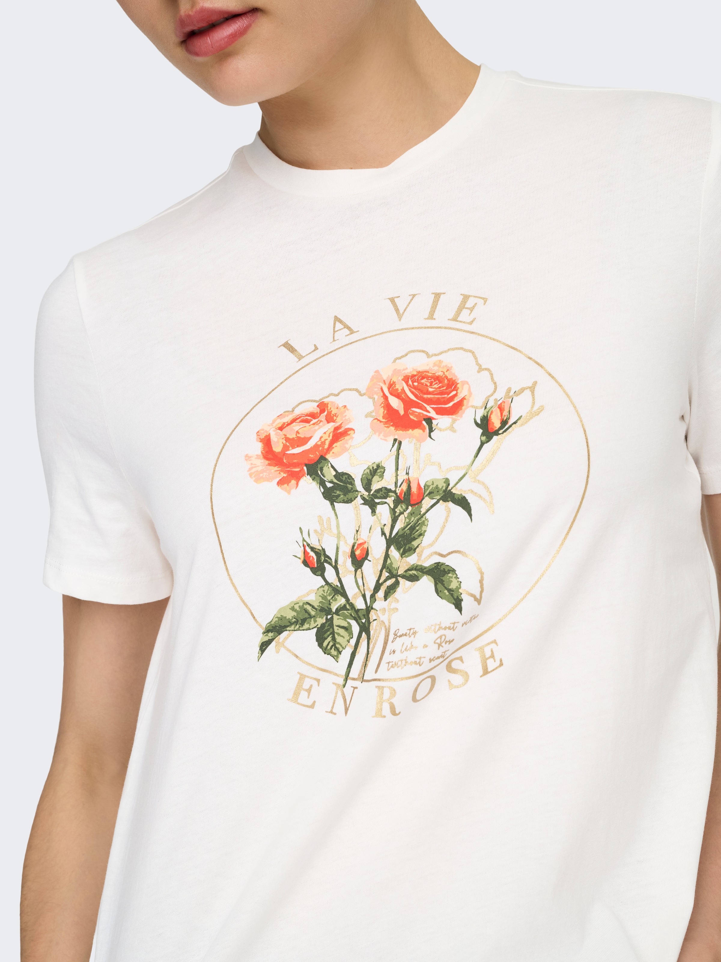 Thumbnail - ONLY Kurzarmshirt "ONLAMBERDINE S/S PRINT TOP BOX JRS" Baumwolle, regular fit, Rundhals