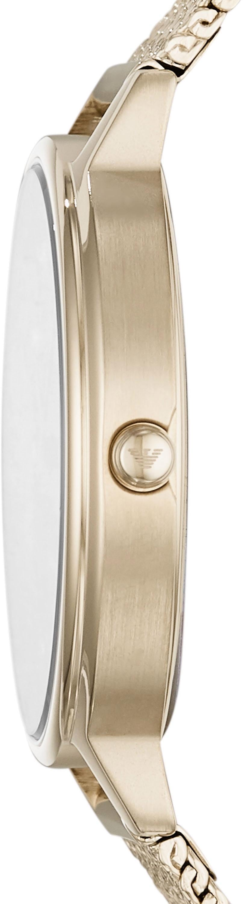 Emporio Armani Quarzuhr, Armbanduhr, Damenuhr, Glassteine, Edelstahlarmband