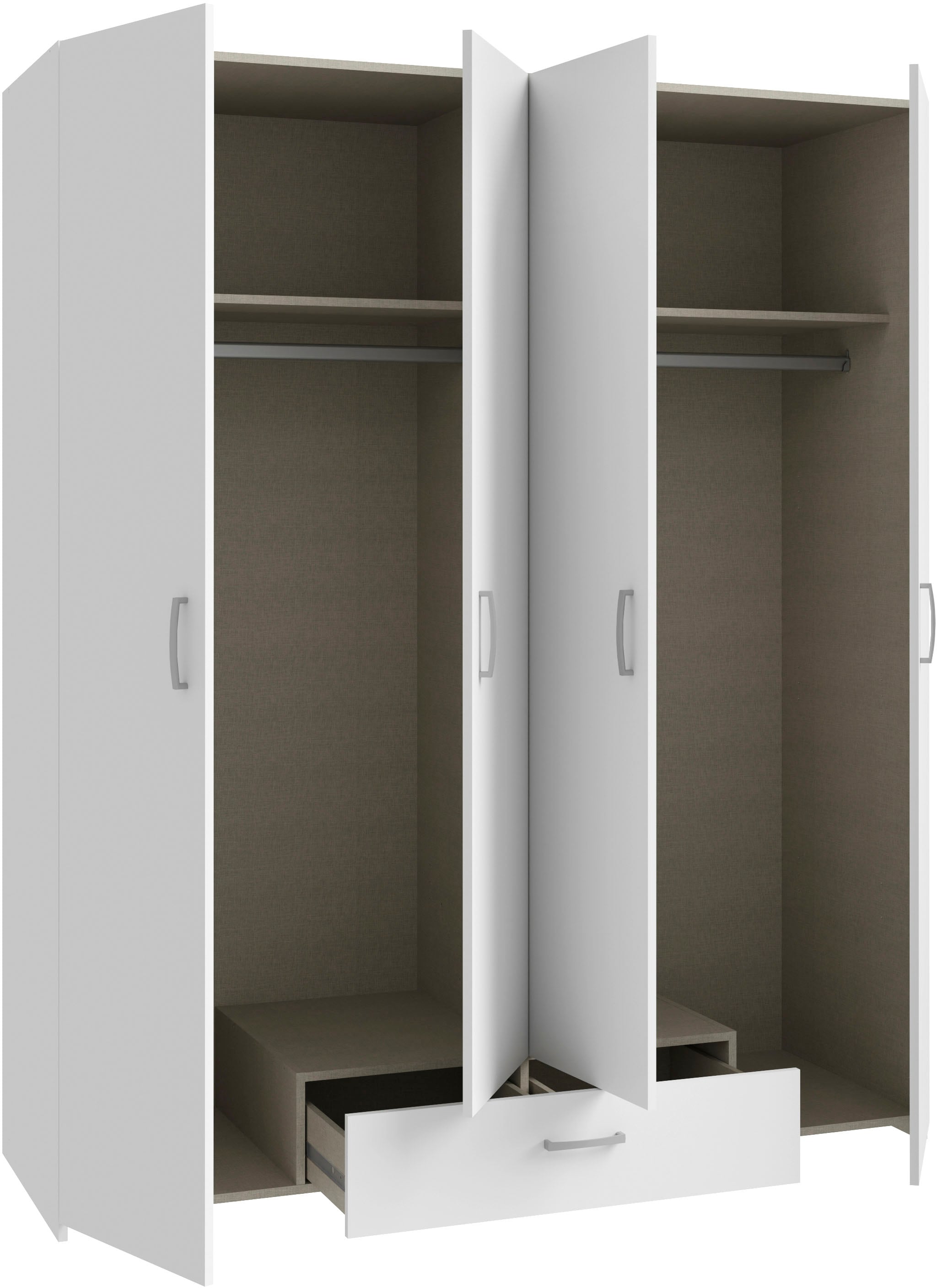 FORTE Drehtürenschrank »Econobox«, Drehtürenschrank, zeitloses Design mit alufarbigen Griffen.