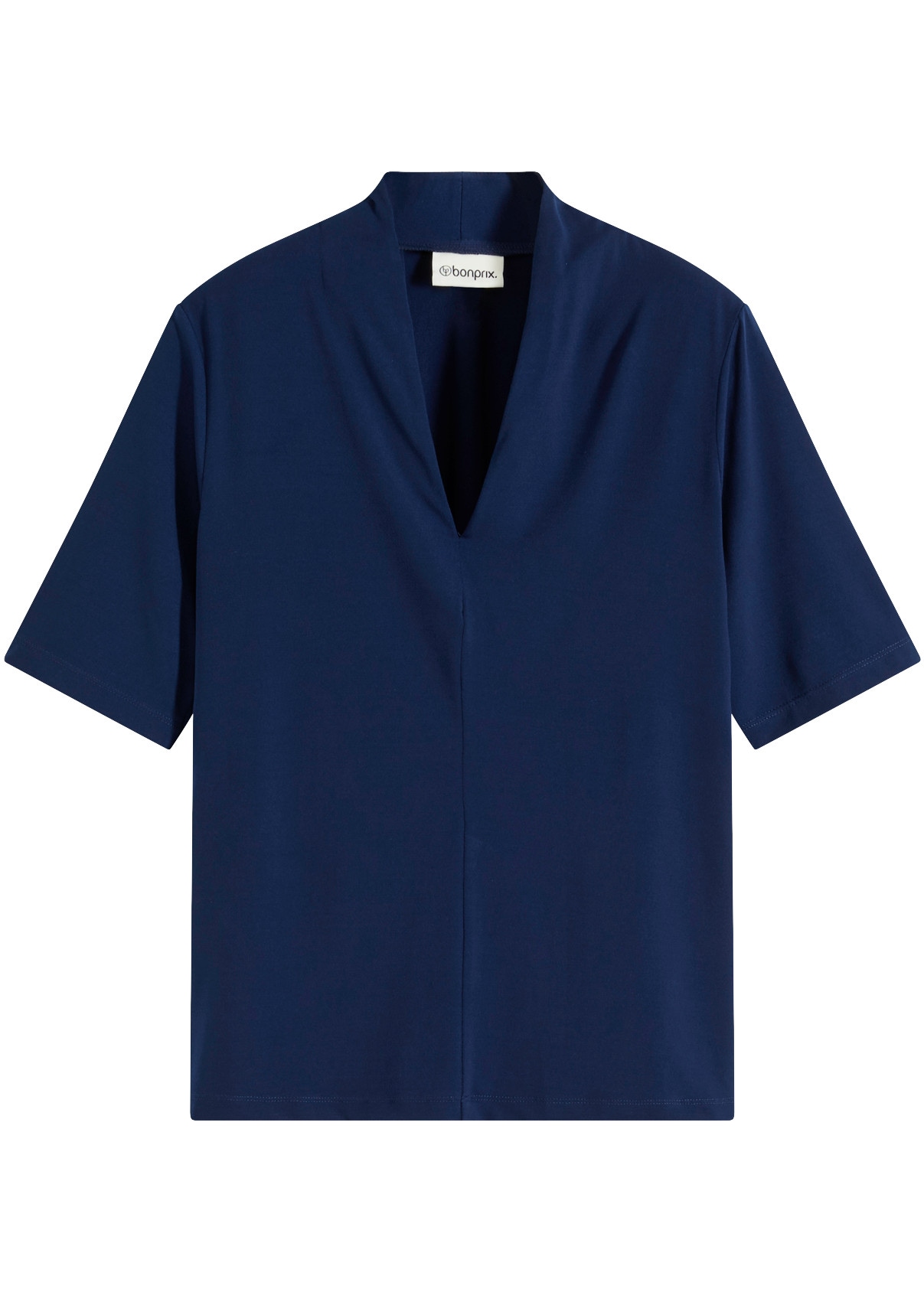 bonprix T-Shirt mit Kelchkragen, Kurzarm-Design, aus Polyester und Elasthan