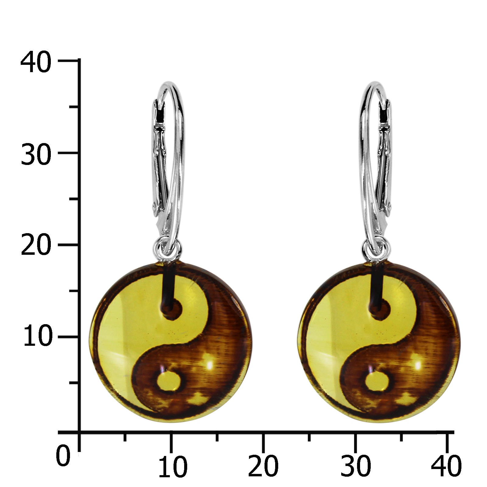 Paar Ohrhänger OSTSEE-SCHMUCK "Ostsee-Schmuck Ohrhänger Yin-Yang Ohrhänger Yin-Yang", weiß, Ohrringe, Damen, 35 x 15mm, Silber 925 (Sterlingsilber) 2