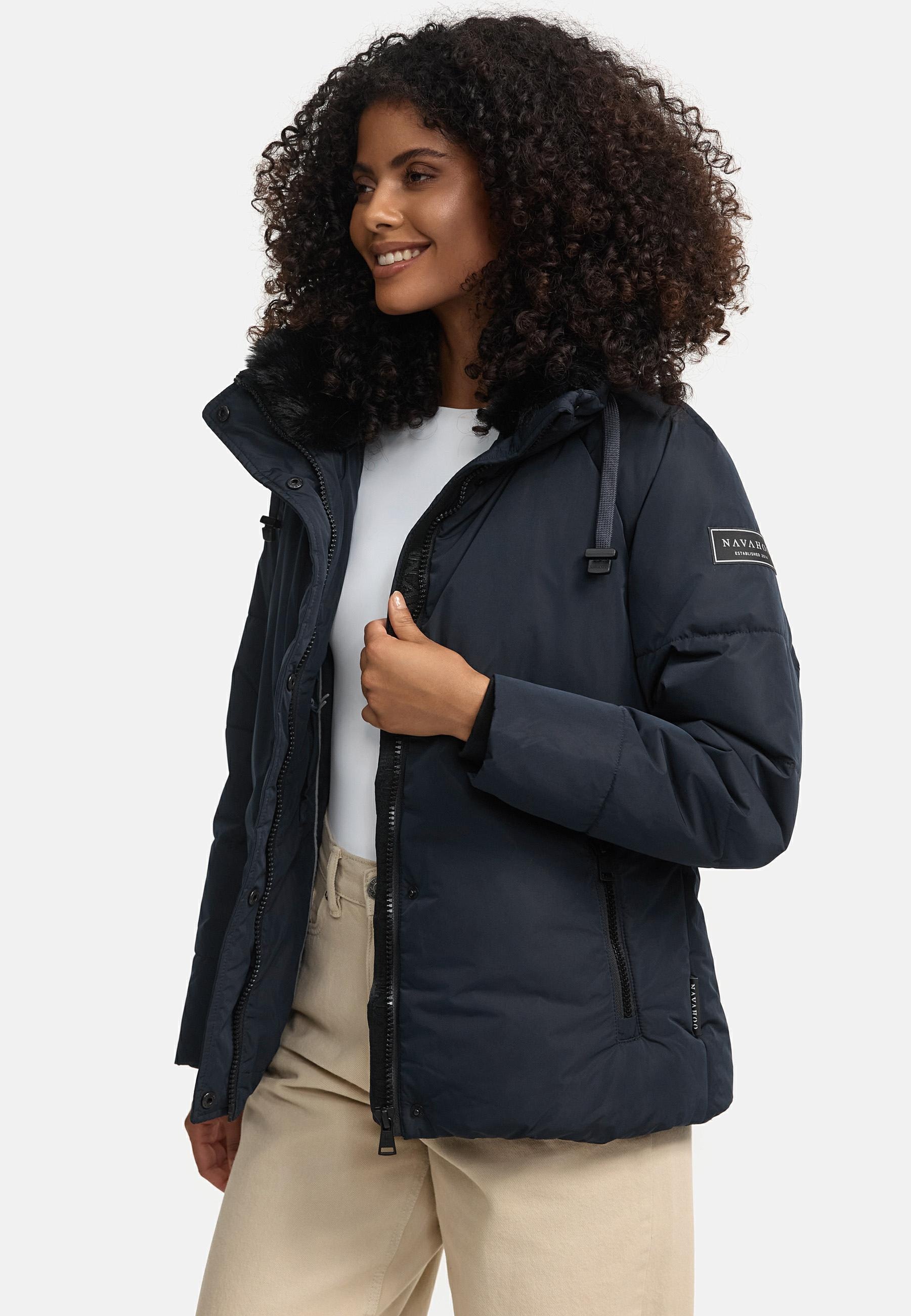 Navahoo Winterjacke »Frostii XIV«, ohne Kapuze, modische Damen Winter Steppjacke mit Kunstfellkragen