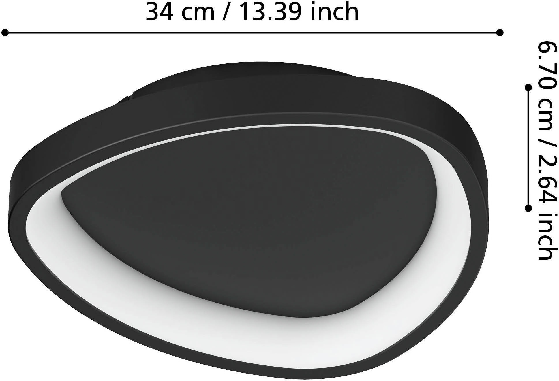 EGLO Deckenleuchte »Lortello Deckenlampe, dreieckige Deckenlampe aus Metall und Kunststoff« LED-Modul 1 Stk. Kaltweiß | Neutralweiß | Warmweiß Wand-/Deckenleuchte - H7,5 x Ø35 cm - schwarz - 12W inkl.