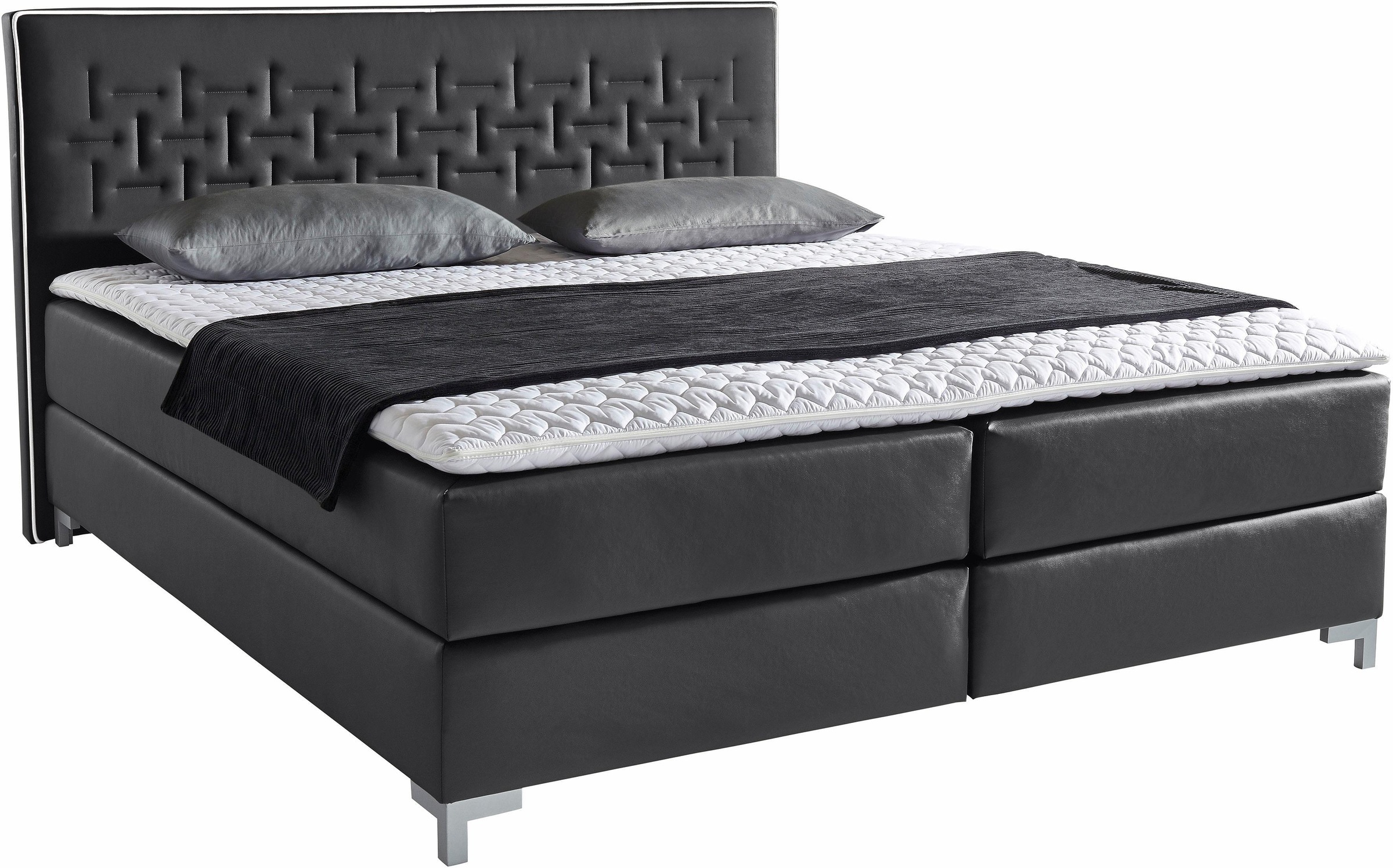 INOSIGN Boxspringbett »Coos«, mit besonderer Steppung im Kopfteil, 3 Matratzenarten, 2 Härtegrade