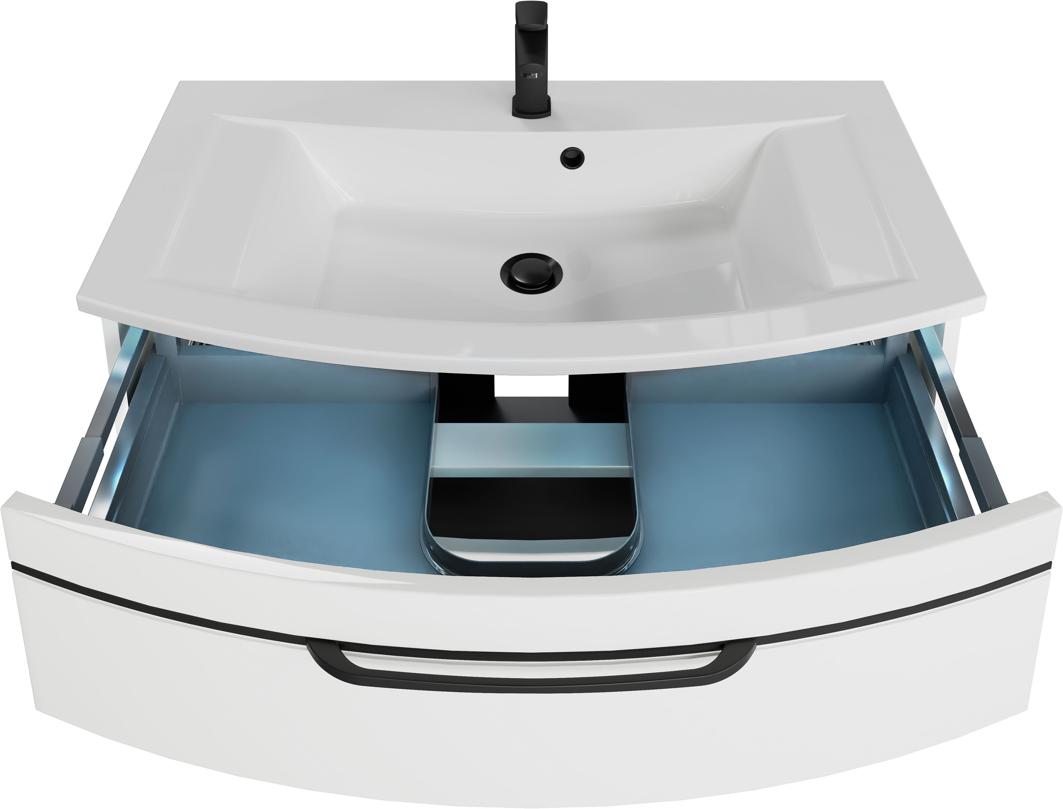 Thumbnail - Saphir Waschtisch "Serie 7045 Mineralmarmor-Waschtisch und Unterschrank, 91 cm breit" Waschplatz mit 2 Schubladen, Badmö...