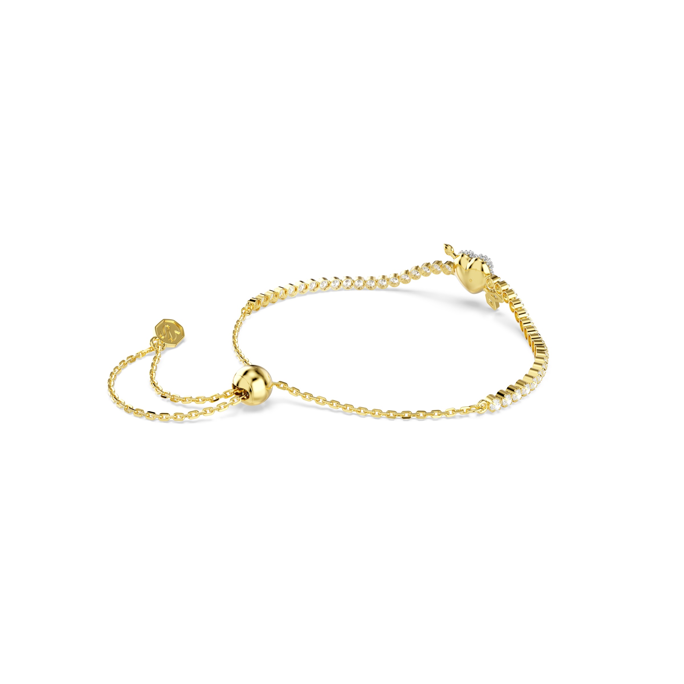 Armkette SWAROVSKI "Schmuck Geschenk Idyllia Armband", gelbgoldfarben, metallfarben, kristallweiß, kristallweiß, Armbänder, Damen, Metallmix, Armkette, mit Swarovski Kristall, Zirkonia (synth.) 7