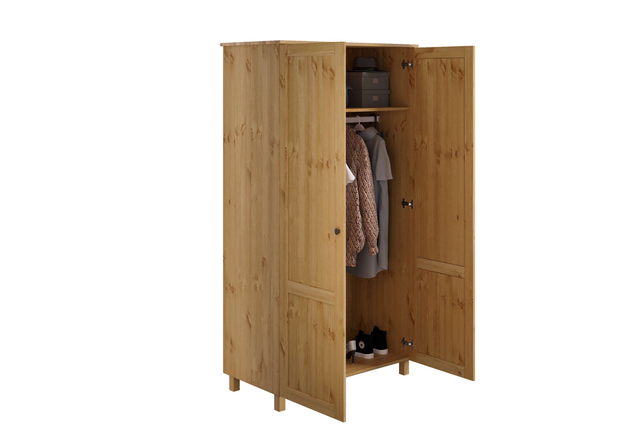 Home affaire Kleiderschrank »Juventus, Drehtürenschrank, Schrank«, mit 2 Türen, 97 cm breit, aus massiver Kiefer, FSC®-zertifiziert