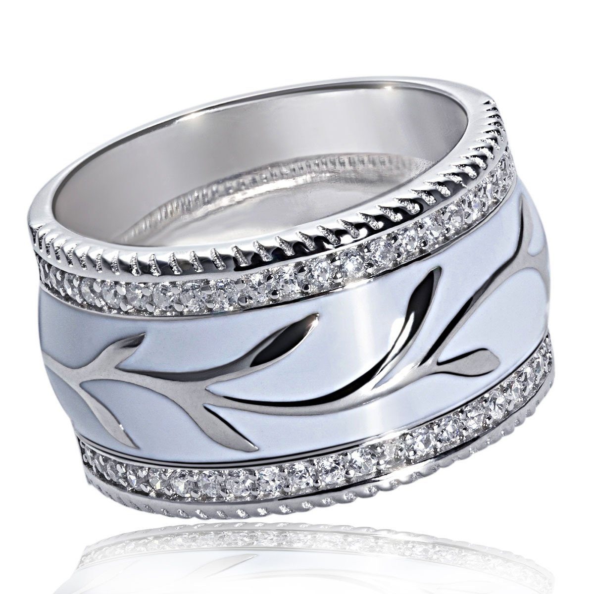 goldmaid Damenring White Lack 925 Sterlingsilber 54 klare Zirkonia