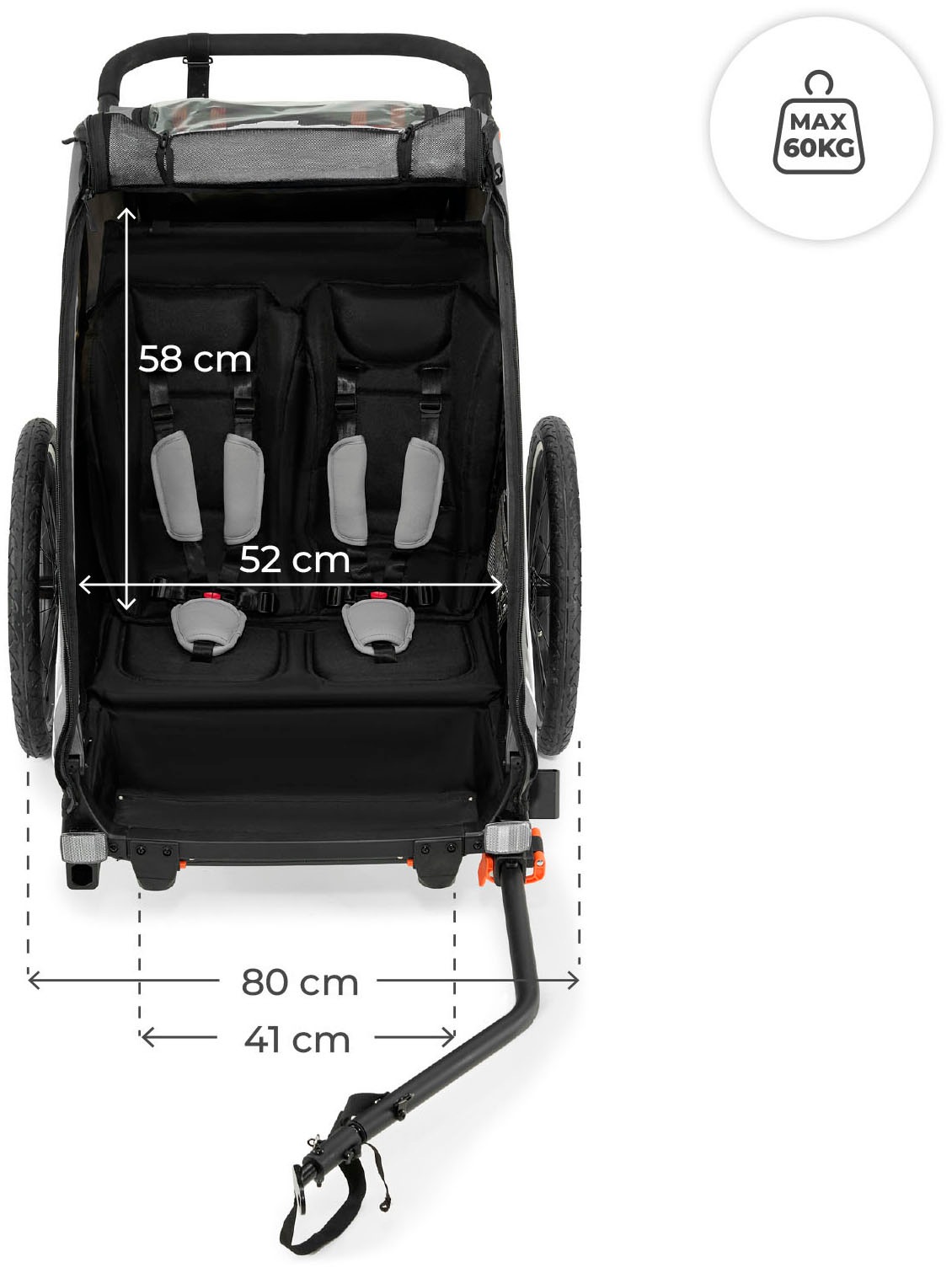 Kinderkraft Fahrradkinderanhänger »NAVA WALK« 2in1 Fahrradanhänger & Buggy, Luftreifen, für 2 Kinder
