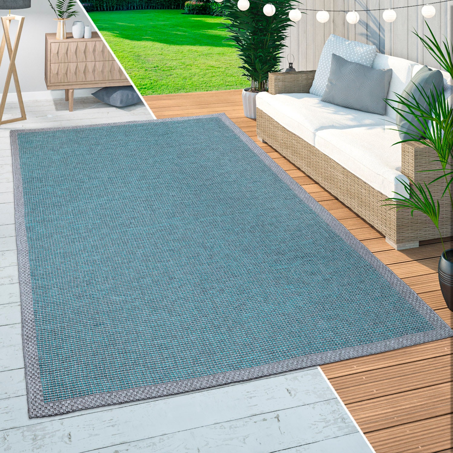 Paco Home Teppich "Quebec 135" rund 4 mm Höhe Flachgewebe, meliert, mit Bor günstig online kaufen