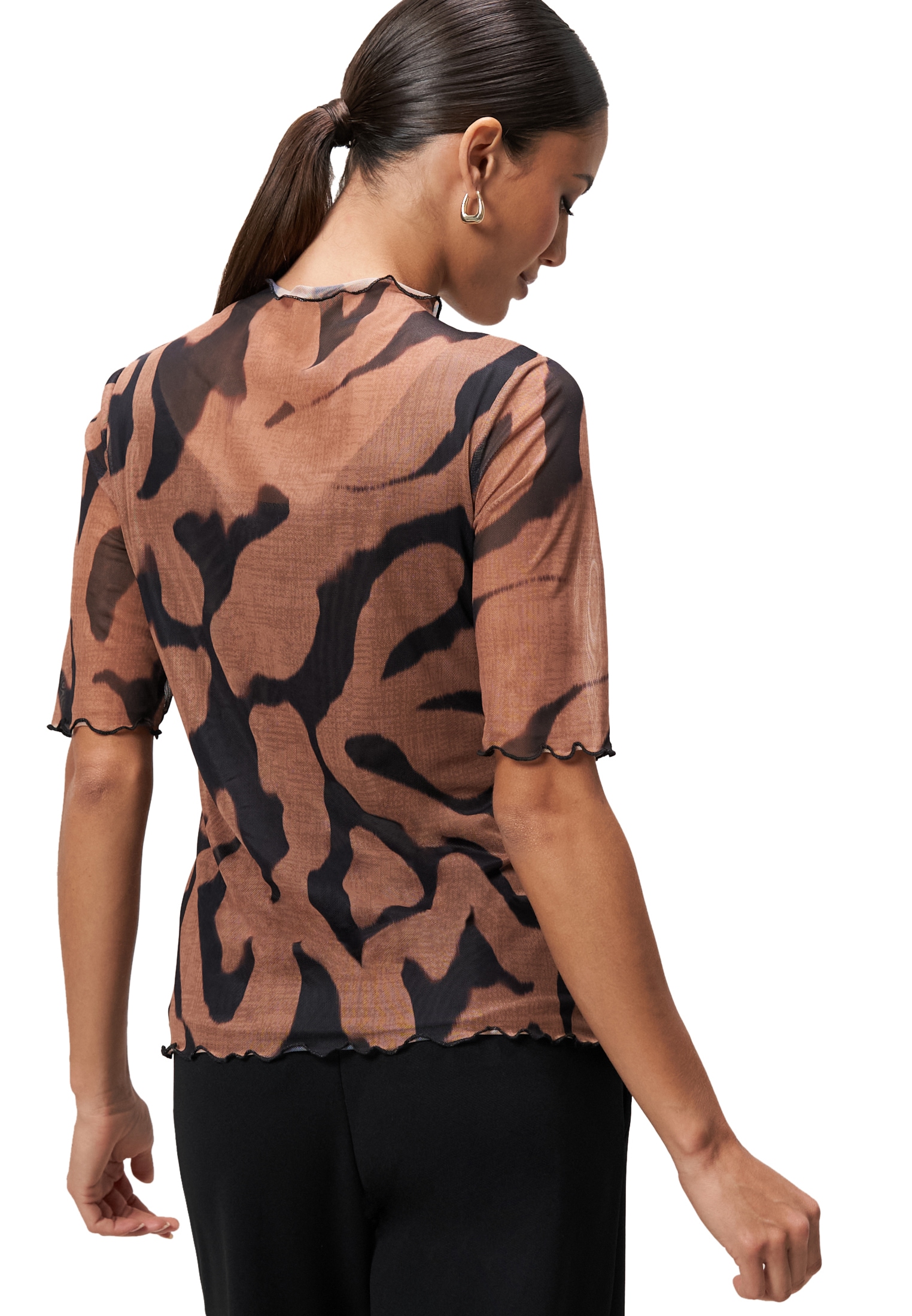Zero Kurzarmshirt »zero Damen Mesh-Shirt mit Wellensaum«, (1 tlg.), weiteres Detail