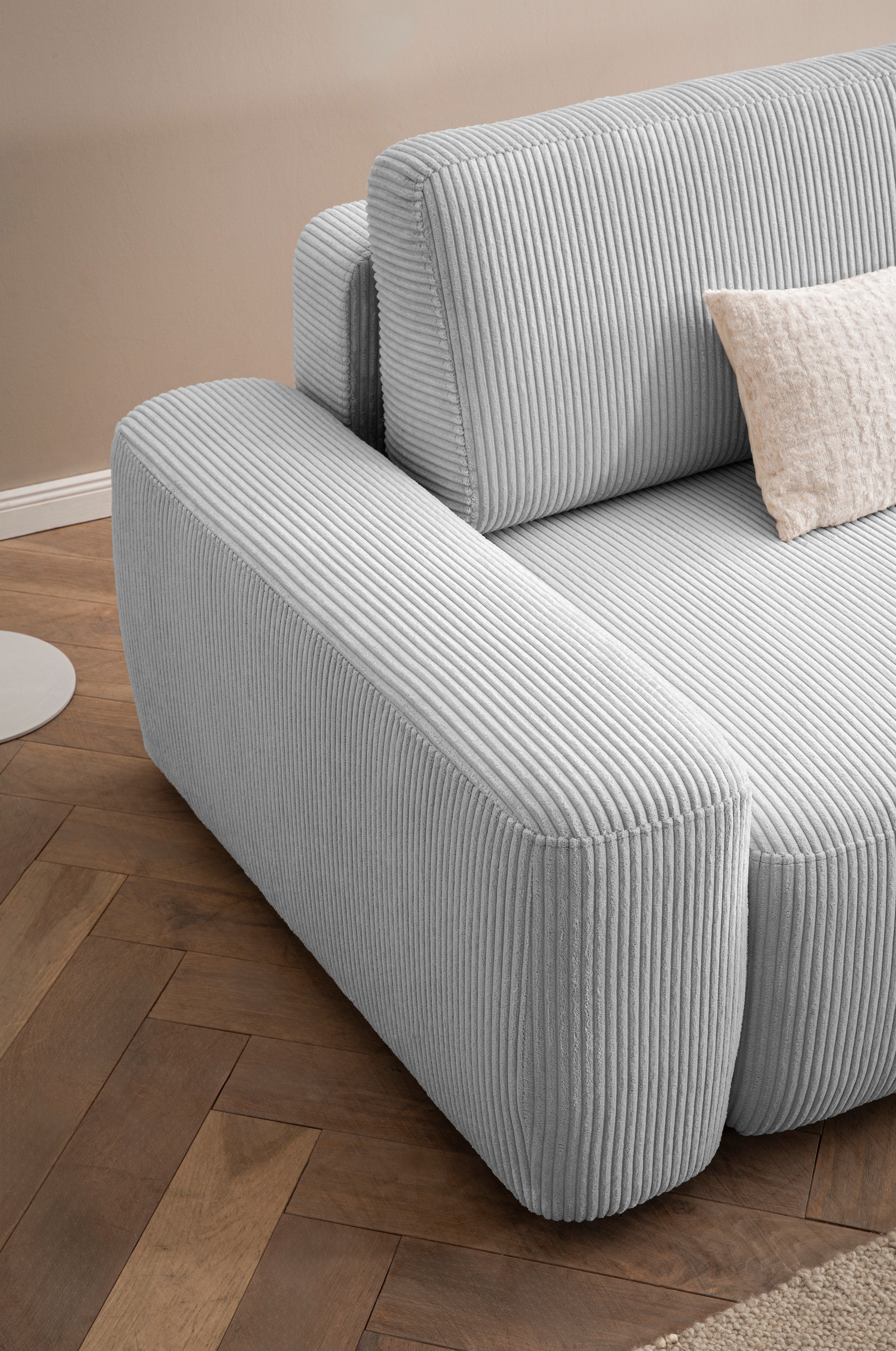INOSIGN Ecksofa »TORGE (264cm), Schlafsofa in Cord, Samtvelours o Struktur fein, L-Form«, Schlaffunktion, Bettkasten, Liegefläche: 125/210 cm