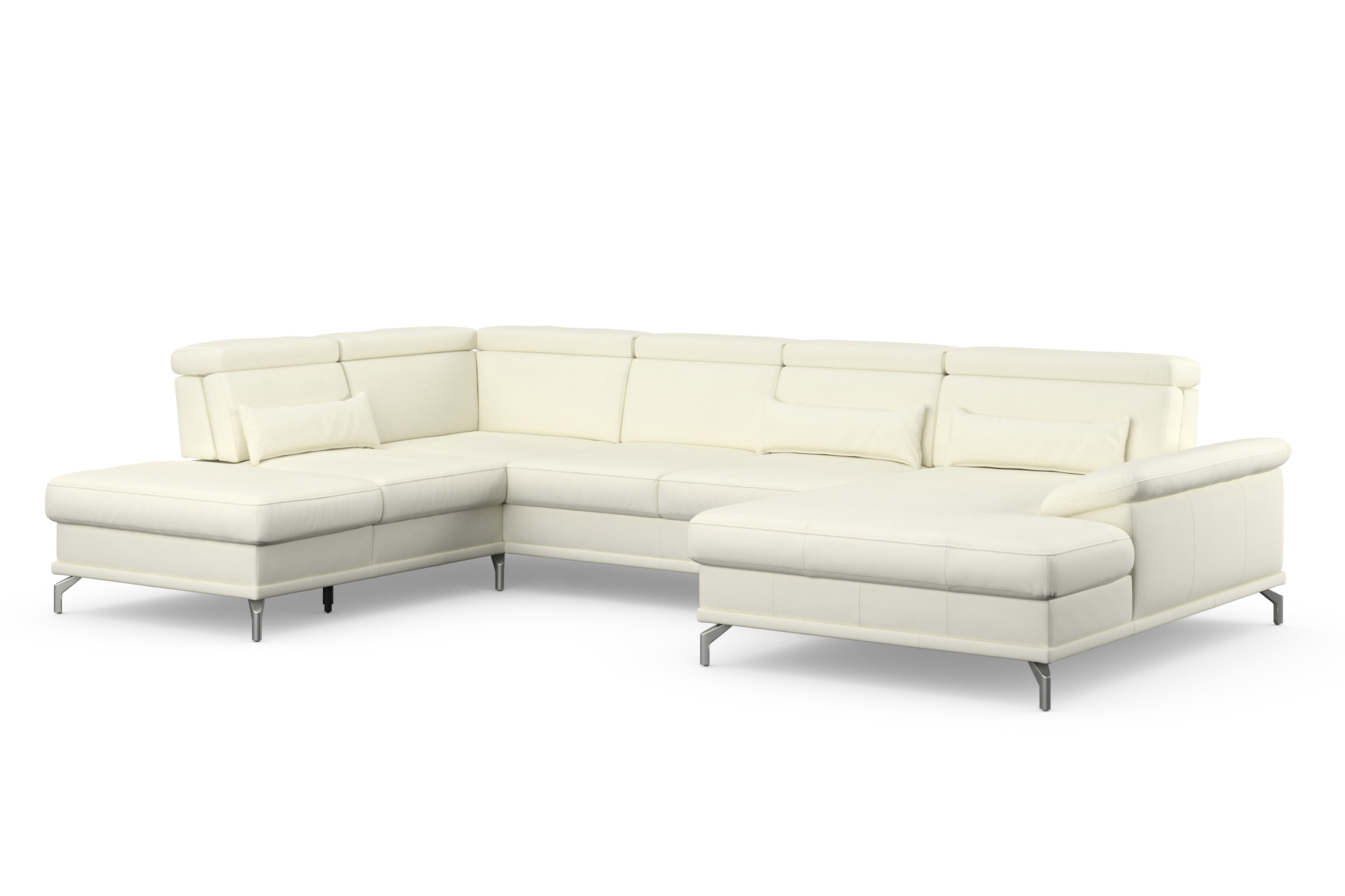 sit&more Wohnlandschaft »Cabrio U-Form, mit Sitztiefenverstellung, Arm- und Kopfteilverstellung«, 3 Nierenkissen, Federkern, optional Bettfunktion und Stauraum