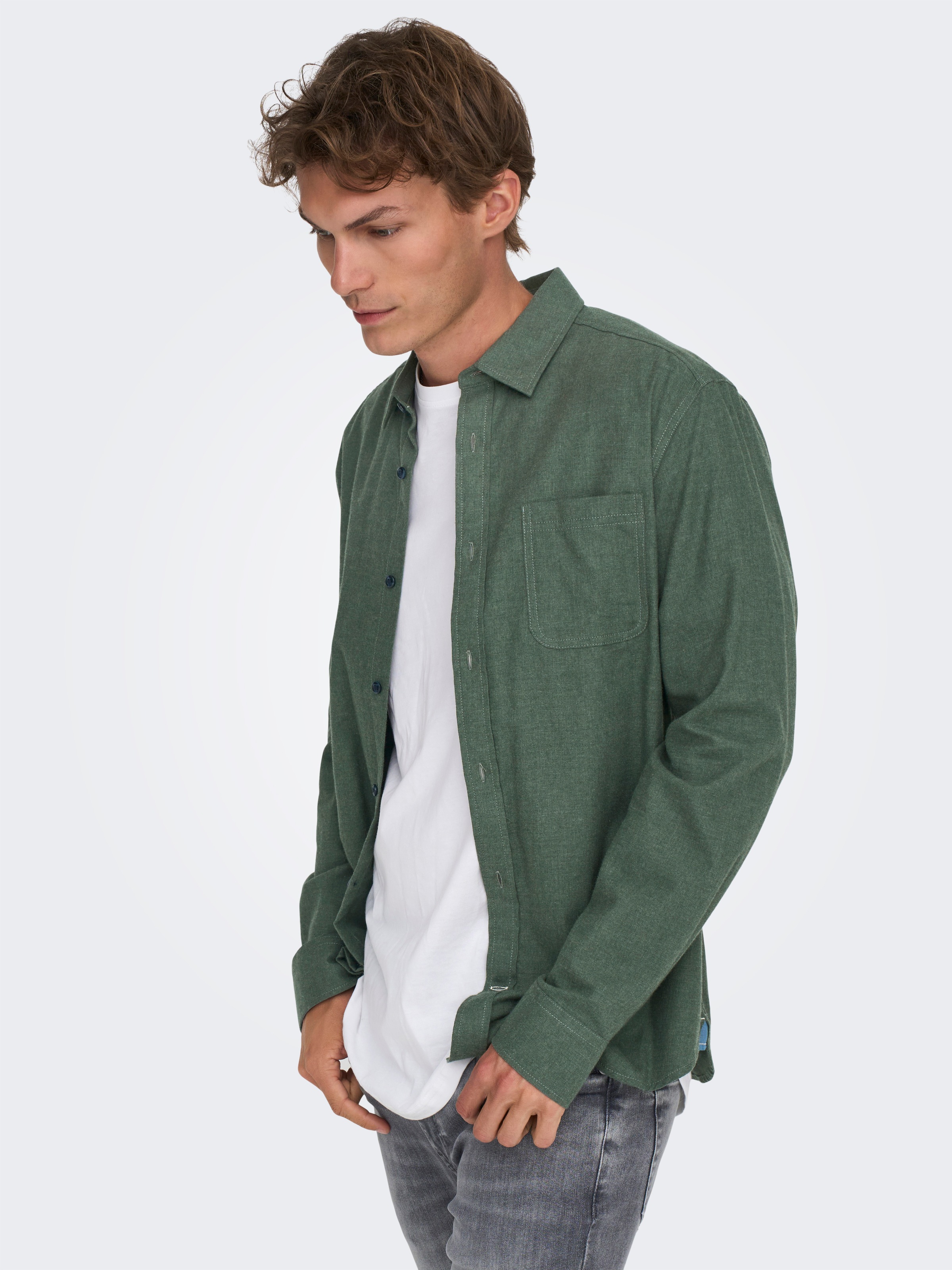 ONLY & SONS Langarmhemd "ONSROAD LIFE REG MELANGE LS SHIRT NOOS" günstig online kaufen