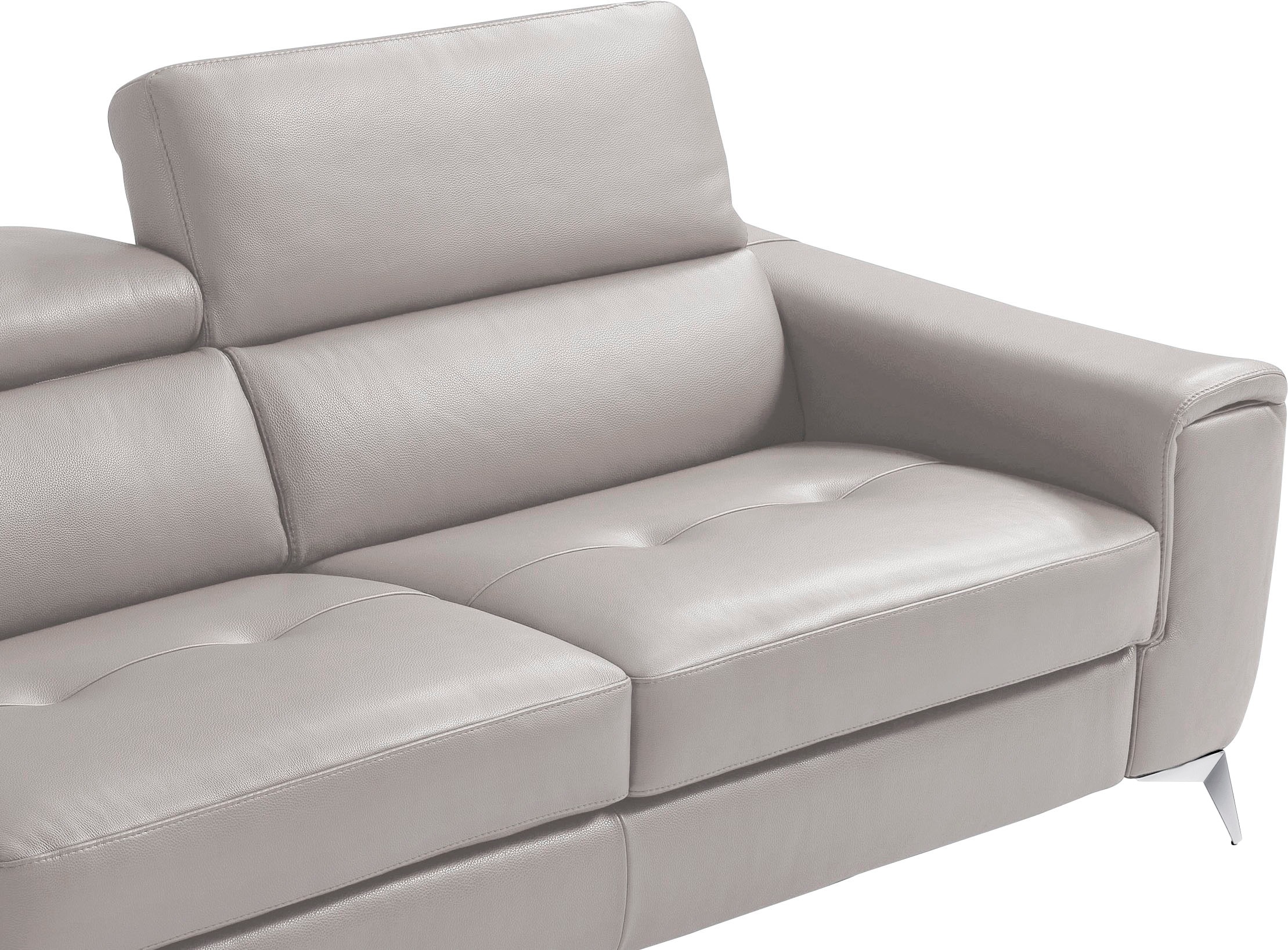 Egoitaliano Schlafsofa »Francine Designsofa, Loungesofa mit Dauerschlaffunktion, Breite 233 cm«, mit Bettfunktion, Leder BULL, stone, Fußfarbe chrom