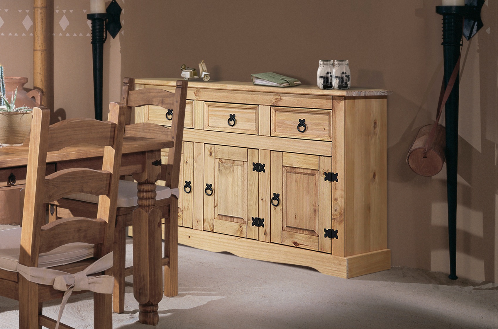 Home affaire Sideboard, Kommode im mexikanischen Landhaus-Stil