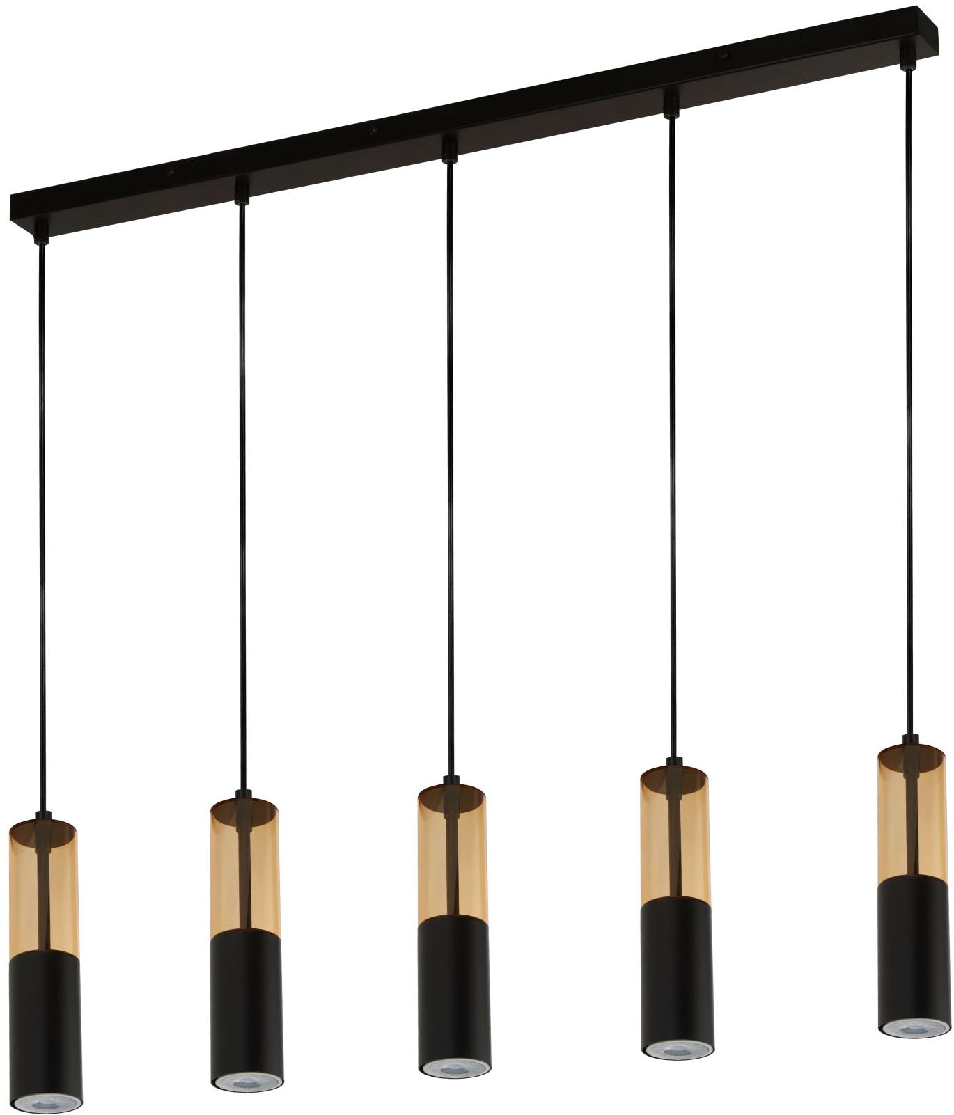 Searchlight Hängeleuchte »Merrygold 5Lt Bar Pendant - Black Metal & Amber Acrylic« GU10 1 Stk.