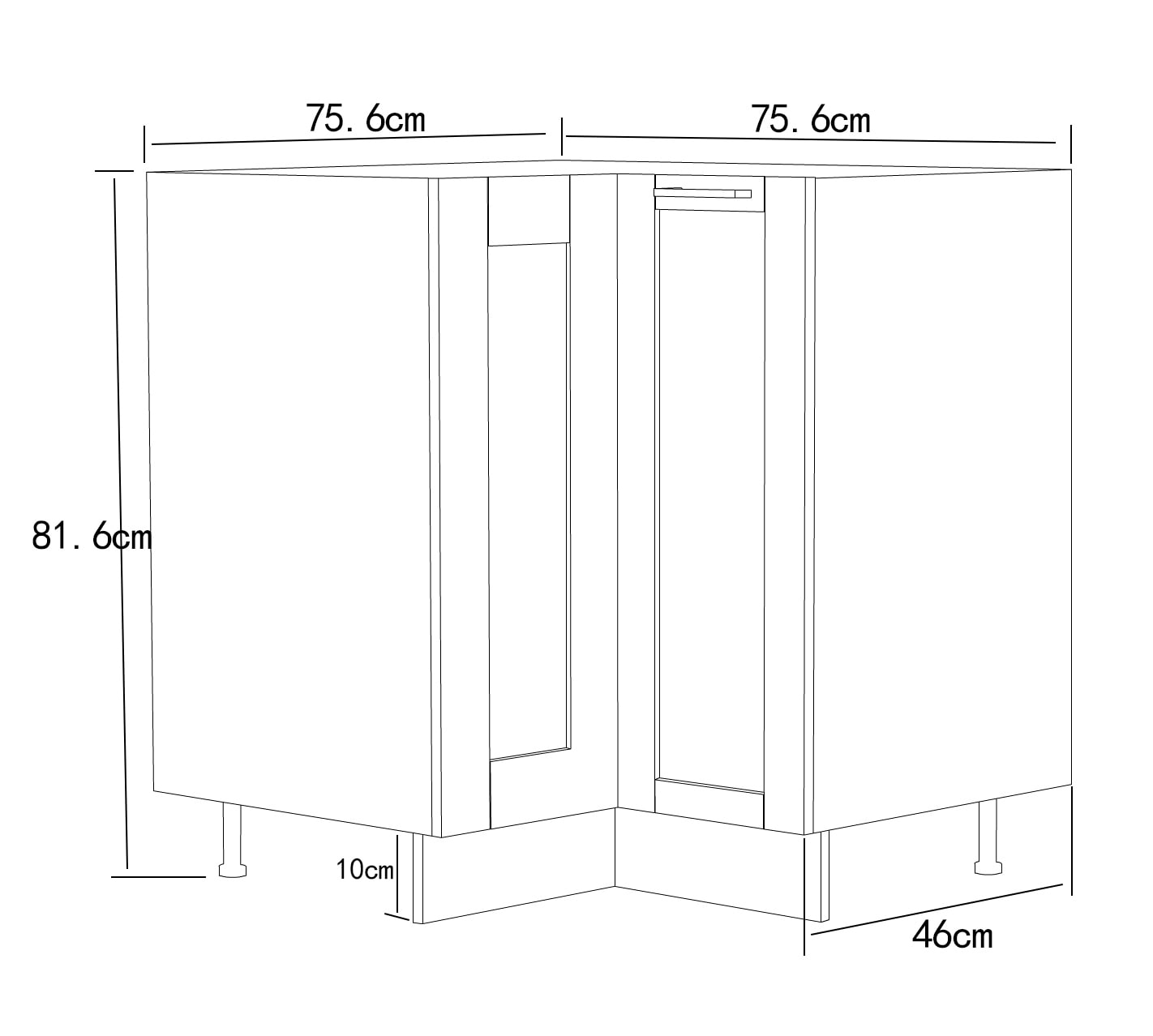 VCM Unterschrank »VCM Eckschrank | Maße ca. H. 82 x B. 76 x T. 76 cm | Küchenschrank | Küchenunterschrank | Unterschrank im Landhaus Stil | Küchenmöbel ¿ Colura«, (1 St.)