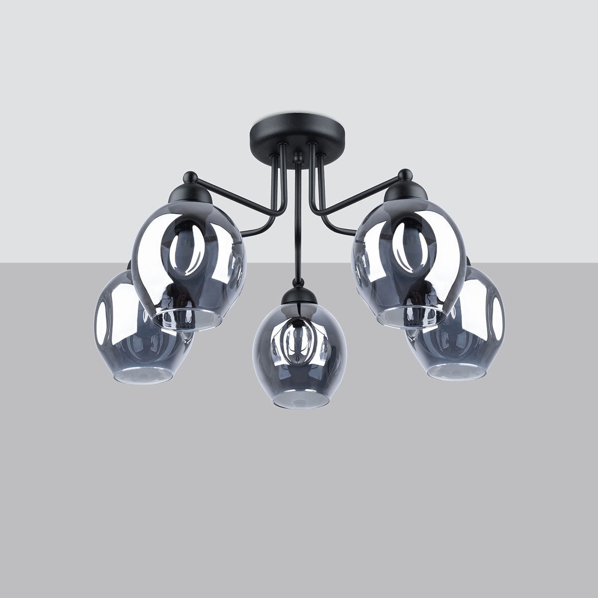 SOLLUX lighting Kronleuchter »FILLAN«, 5 flammig, Leuchtmittel E27 | ohne Leuchtmittel, leuchtet nieder