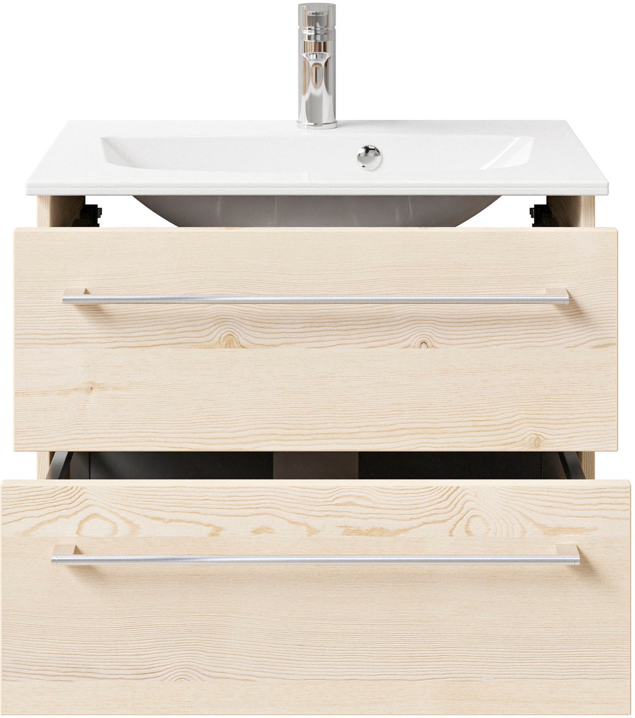 Saphir Waschtisch »Serie 6025 Mineralmarmor-Waschtisch mit Unterschrank, 67 cm breit«, Waschplatz mit 2 Schubladen, hängend, verschiedene Ausführungen