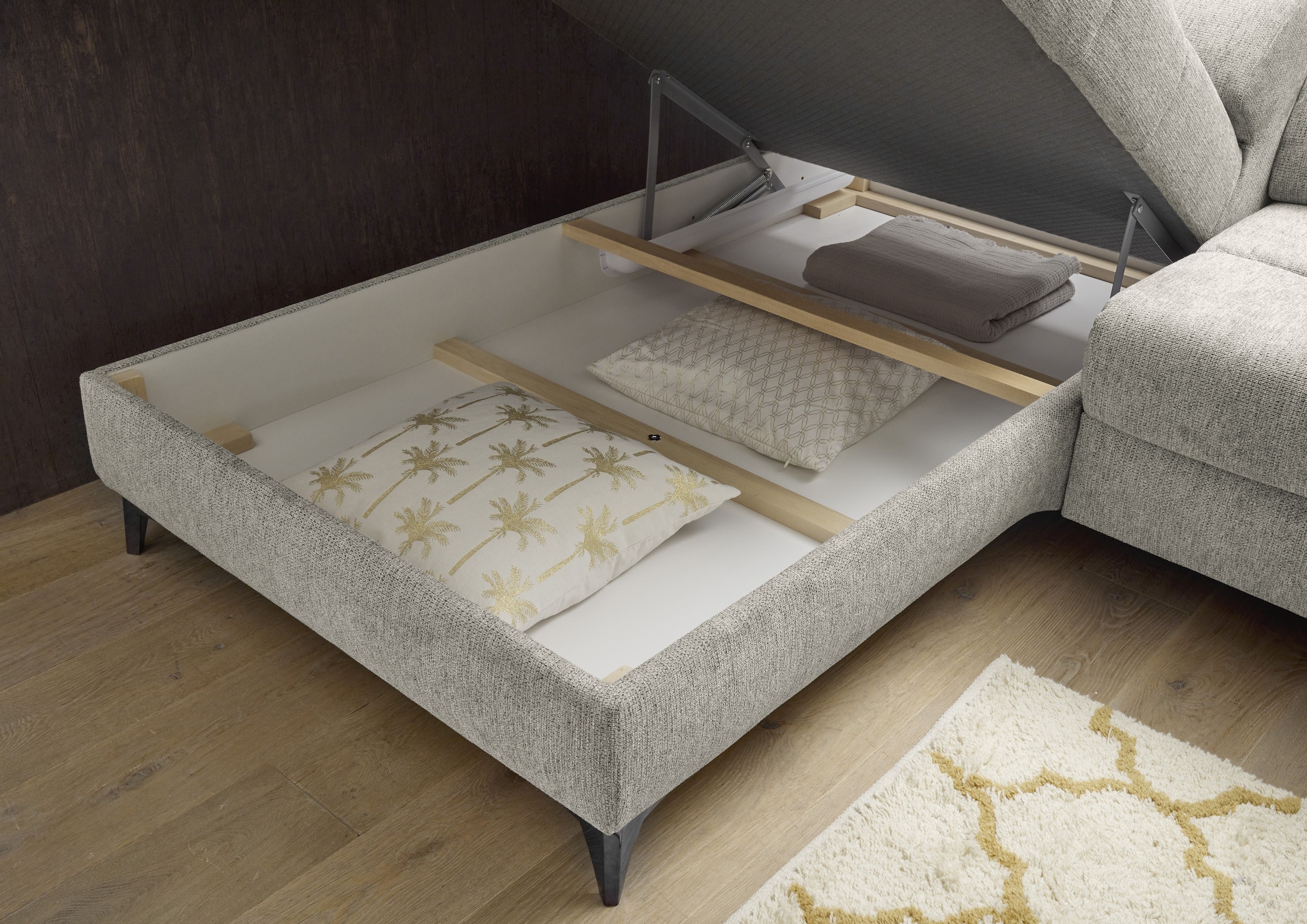 ED EXCITING DESIGN Ecksofa »Sydney L-Form«, (2 St.), frei im Raum stellbar, mit Bettkasten, inkl. Kopfteilverstellung