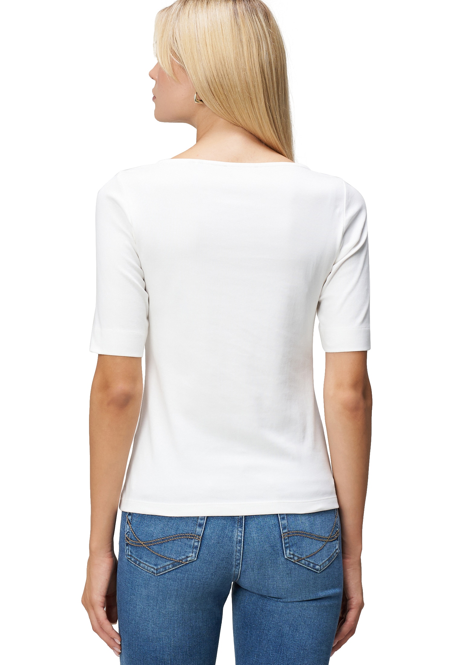 Zero Kurzarmshirt »zero Damen Baumwollshirt mit U-Boot Ausschnitt«, (1 tlg.), Plain/ohne Details