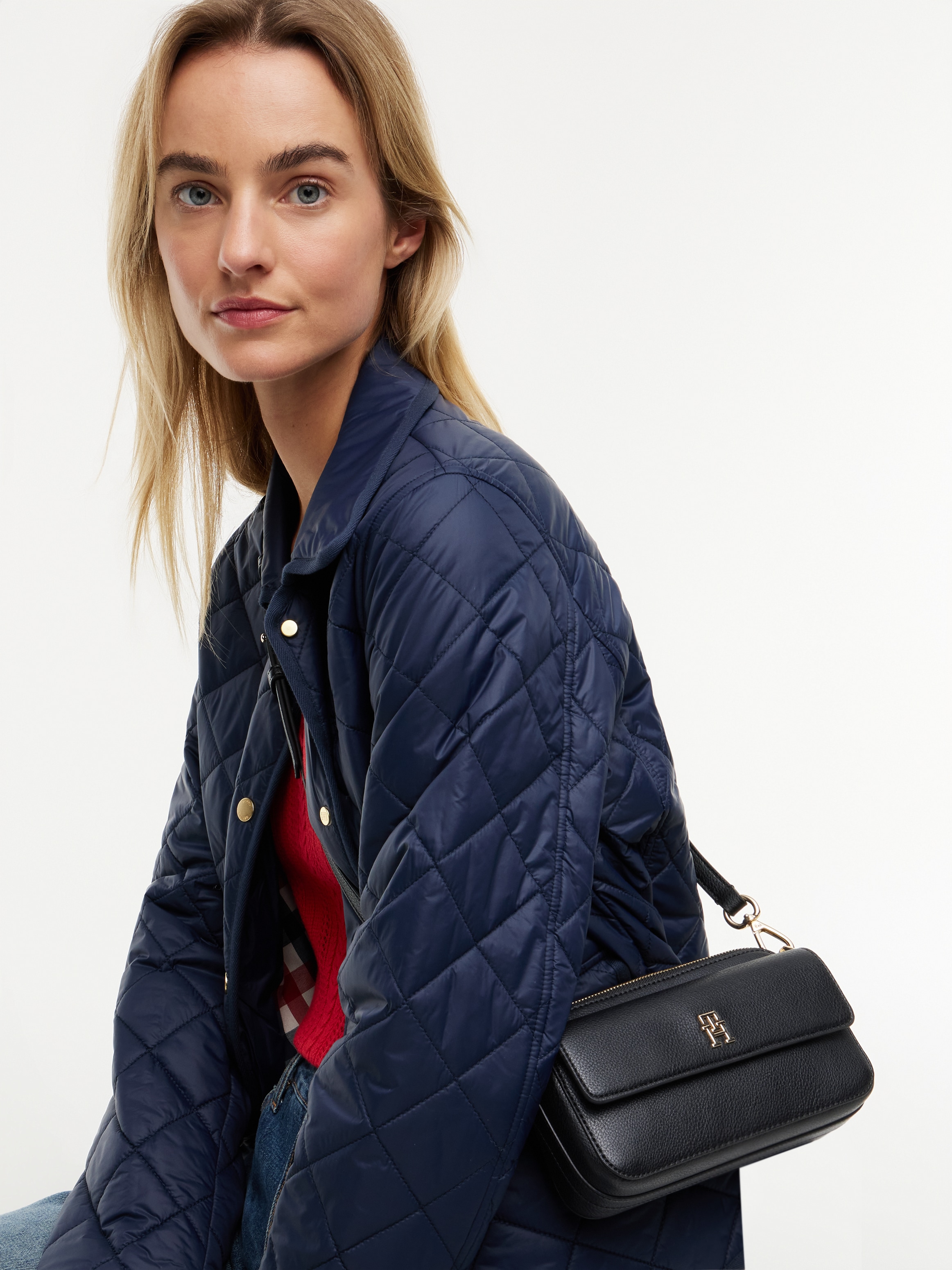 Tommy Hilfiger Umhängetasche »TH ICON CAMERA BAG« Damen Clutch, Schultertasche mit goldfarbenem TH-Logo