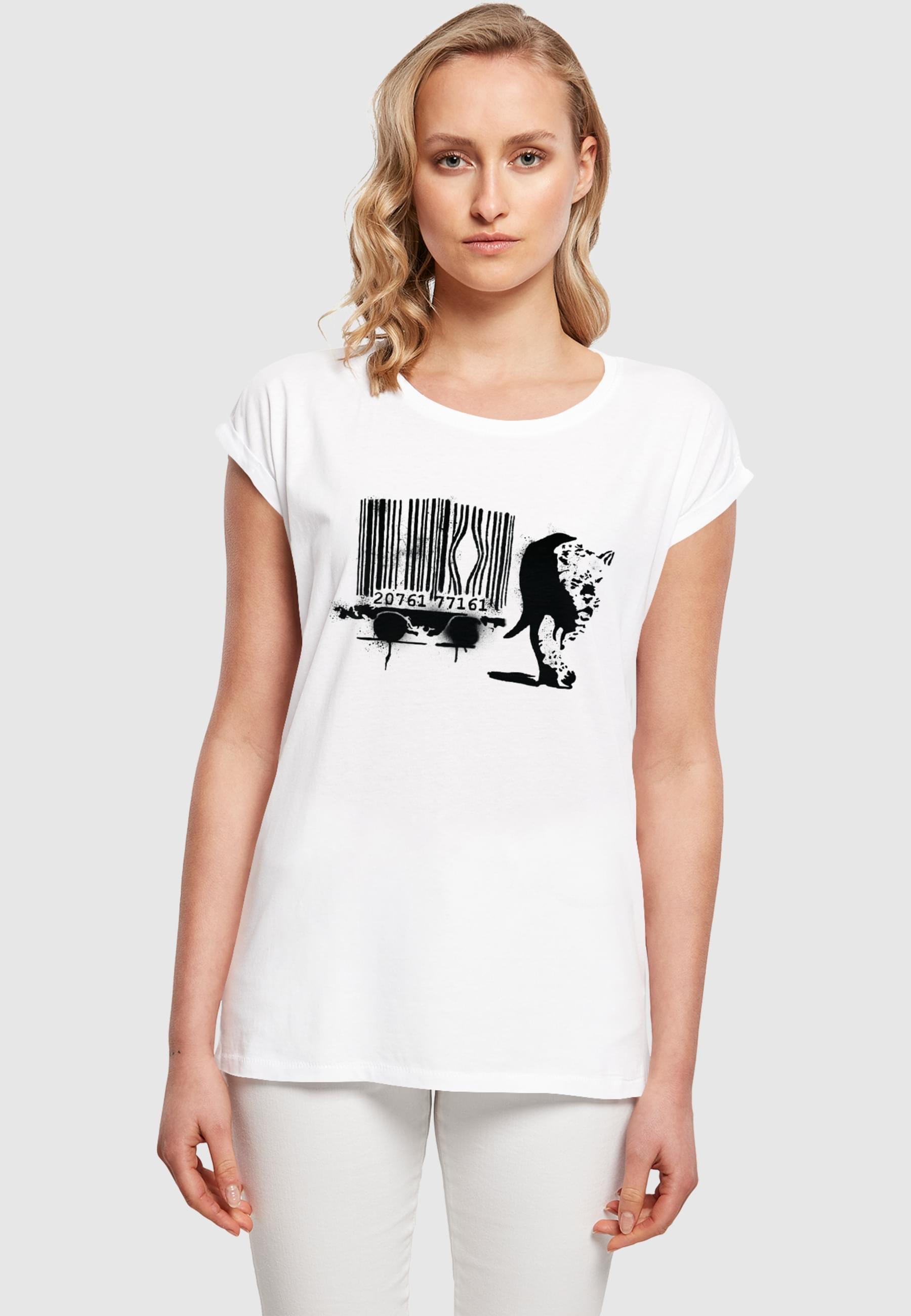 Merchcode T-Shirt »Merchcode Ladies Brandalised - Barcode Leopard Circle T-Shirt« 1 Stk. tlg.