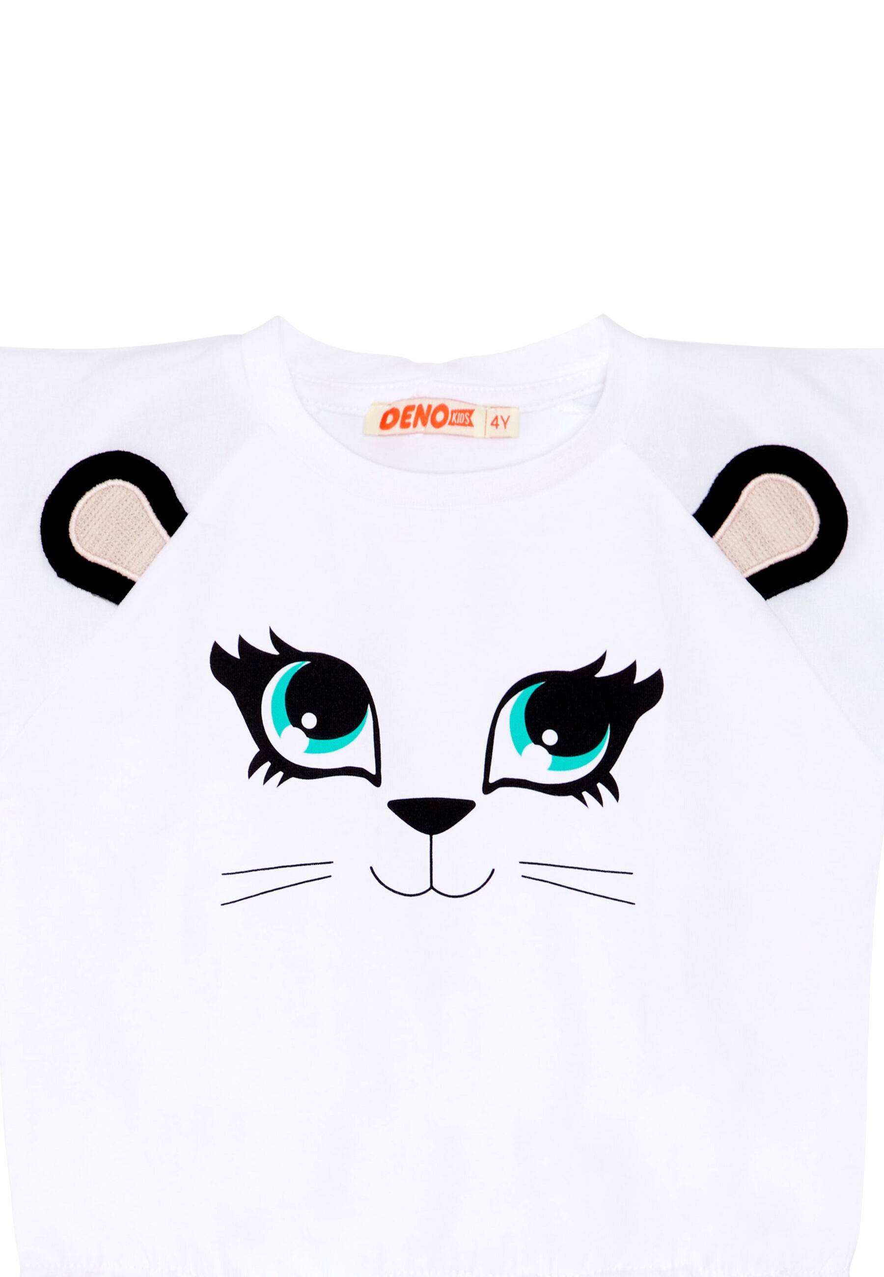 Denokids Hausanzug »White Cat«, (2 tlg.), mit niedlichem Tiergesicht