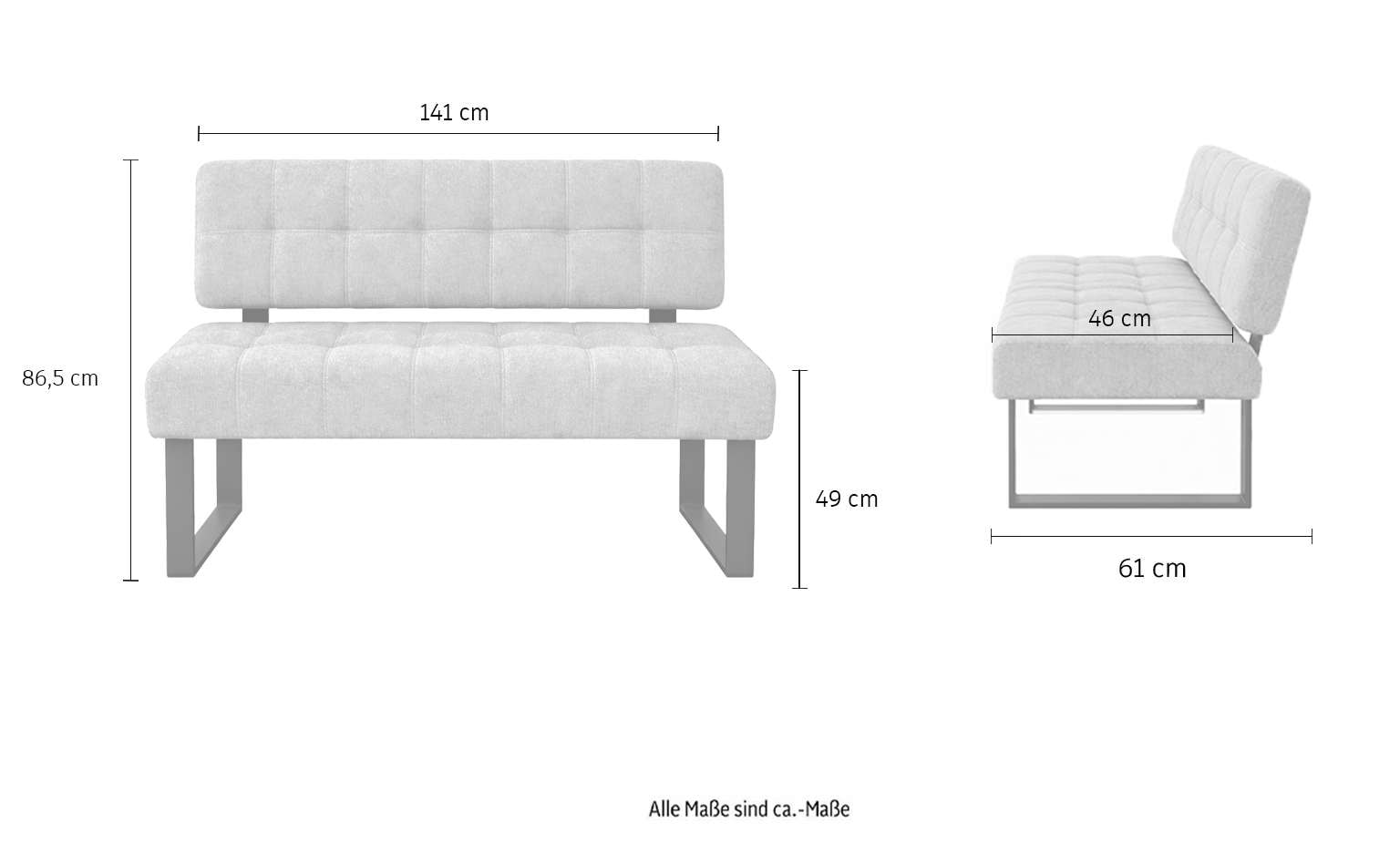 Home affaire Sitzbank »Mia Küchenbank, Polsterbank, Esszimmerbank, 141x64 cm« Moderne Bank und  Farben, Sitzplatzanzahl: 2-3, Frei in Raum stellbar