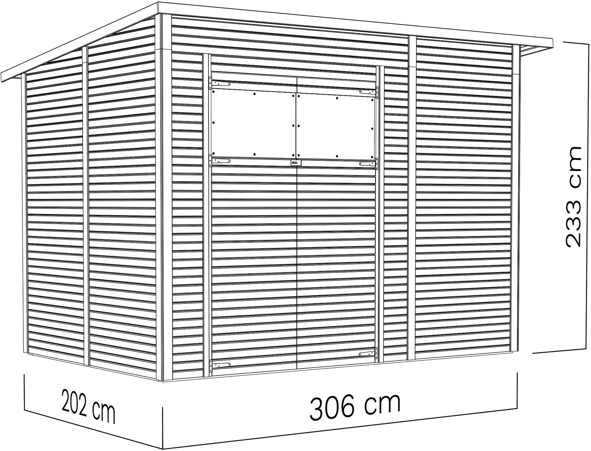 BERTILO Gartenhaus »Pent Modern 4, in verschiedenen Farben«, mit hohen Seitenwänden und einer 1,88 m hohen Doppeltür