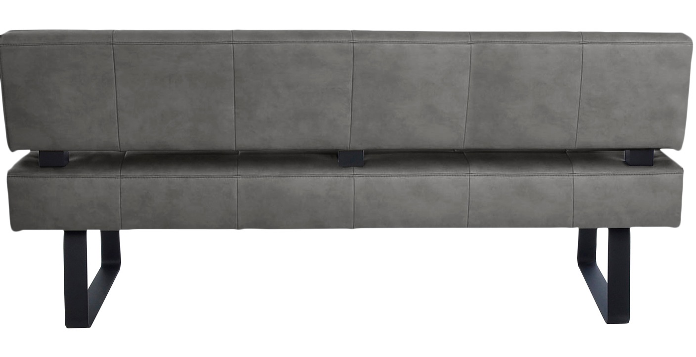 Polsterbank K+W KOMFORT & WOHNEN "Spider II", grau (grau 82, schwarz), B:192cm H:88cm T:67cm, Sitzbänke, Polsterbank, Sitzsteppung, bequem durch Sandwichbauweise, Metallkufe in schwarz 3