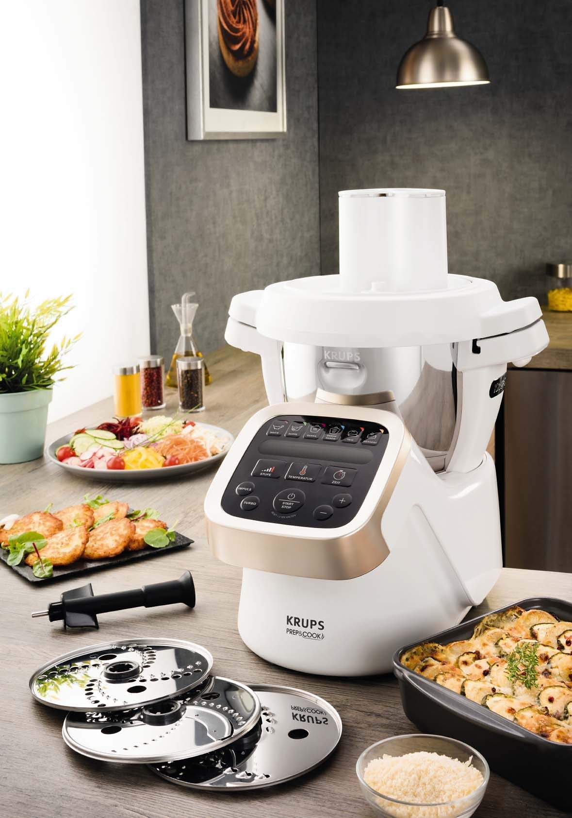 Krups Schnitzelwerk »Prep und Cook Shred & Slice«, für Krups Prep&Cook HP5031, 5 Schneidefunktionen, Metallic, XF551D