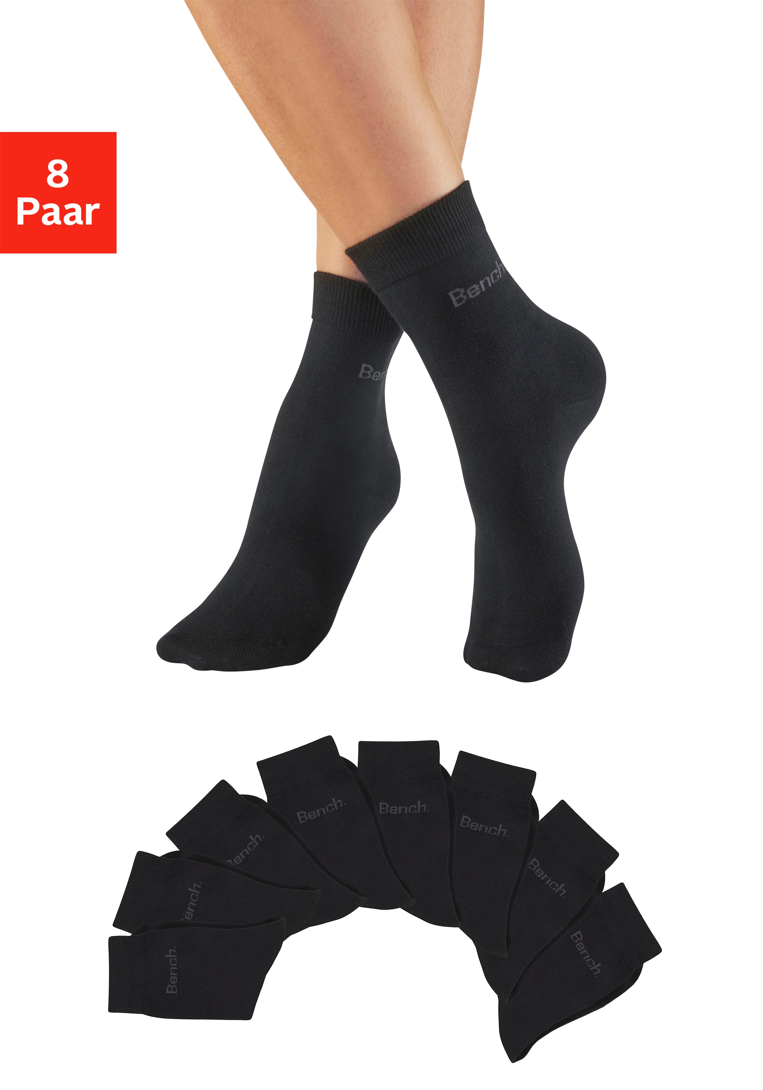 Bench. Basicsocken "Damen Logosocken" Packung, 8 Paar tlg. klassisch mit Baumwolle