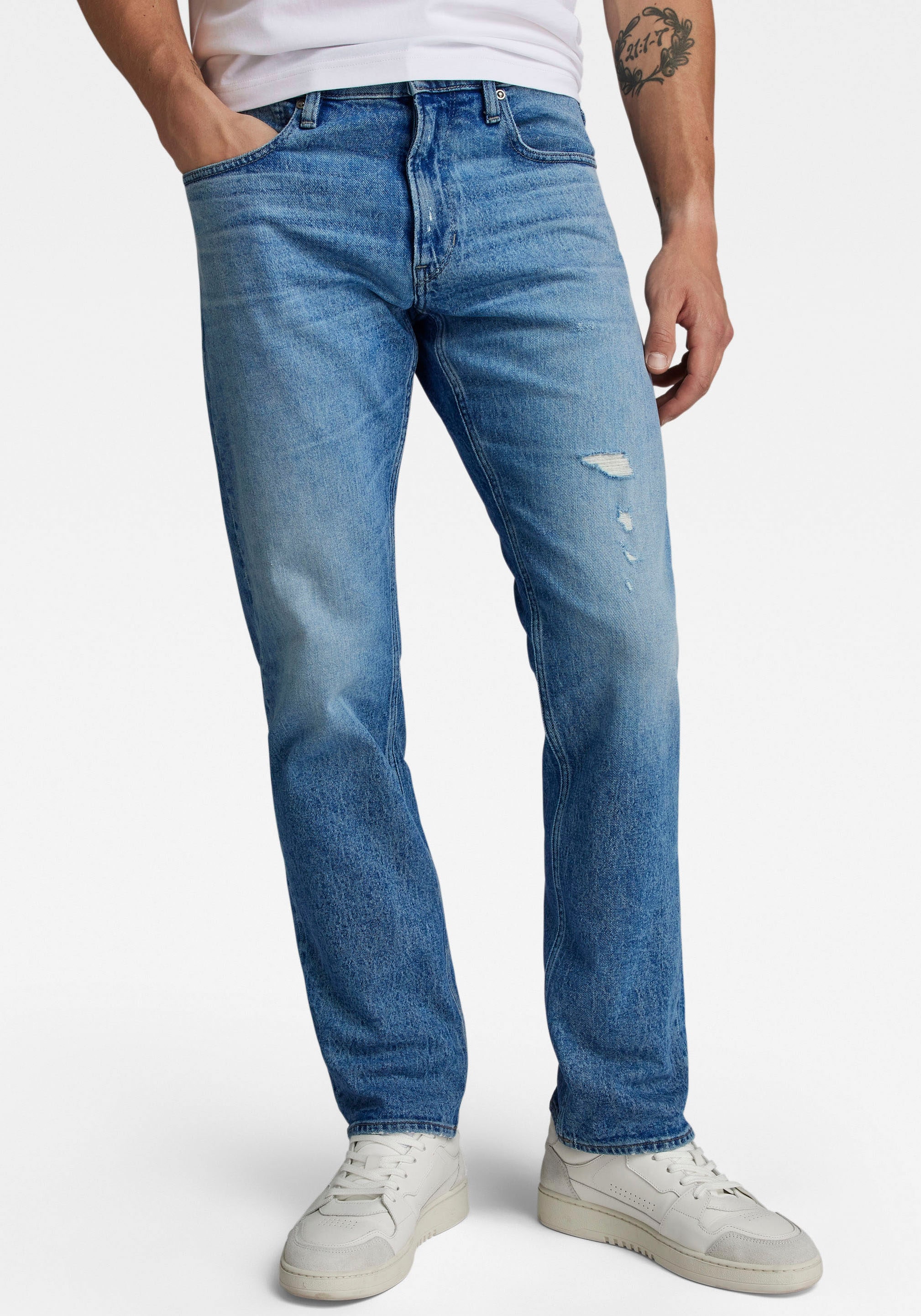 G-STAR Straight-Jeans "Mosa Straight", mit hellen Nähten