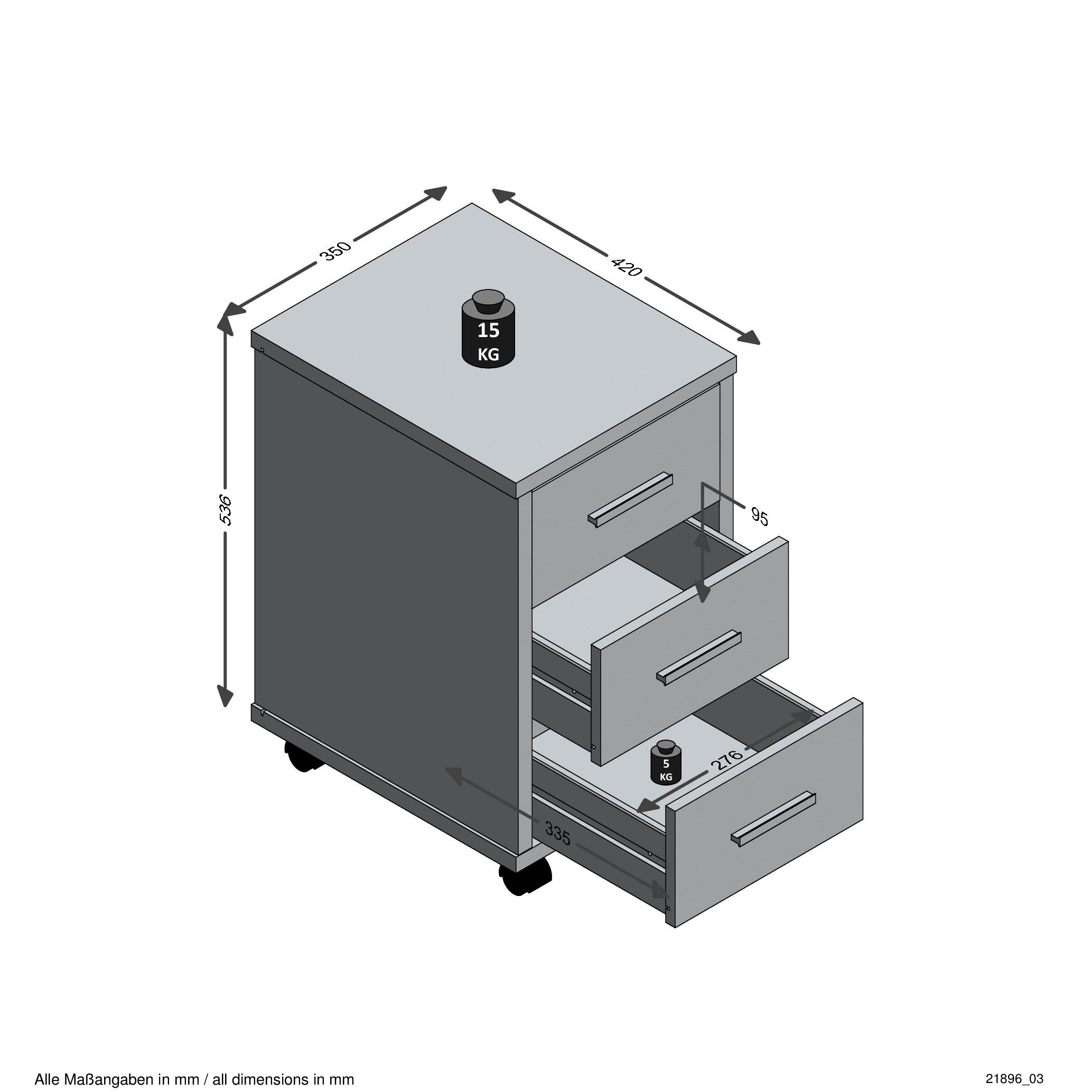 FMD Rollcontainer »Diego 2«, mit 3 Schubkästen