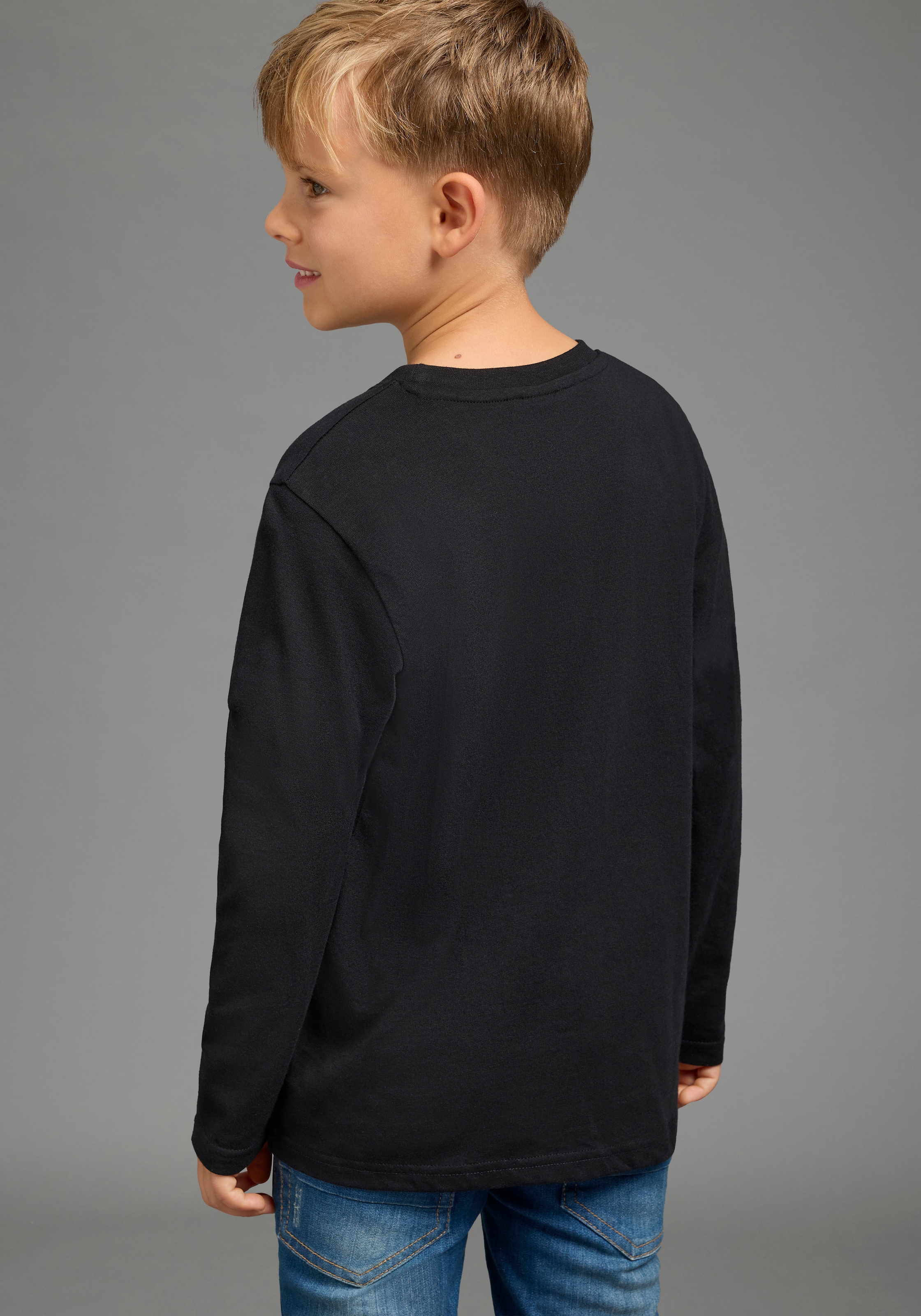 KIDSWORLD Langarmshirt »STITCH Shirt für Jungen, Disney« modischer Stil, Basic-Passform, mit Rundhalsausschnitt