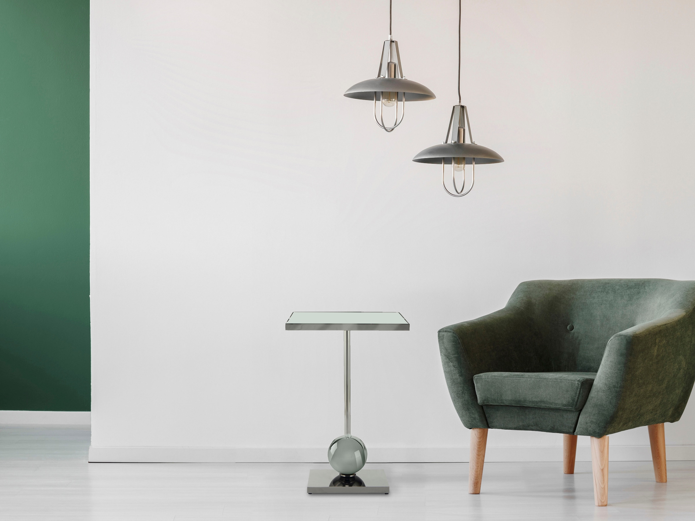 Kayoom Beistelltisch »Leva 125, Ablagefläche für Deko, Edelstahlgestell, Spiegelglasplatte«, (1 St.), modern, stabil, edel, modern, Edelstahlgestell