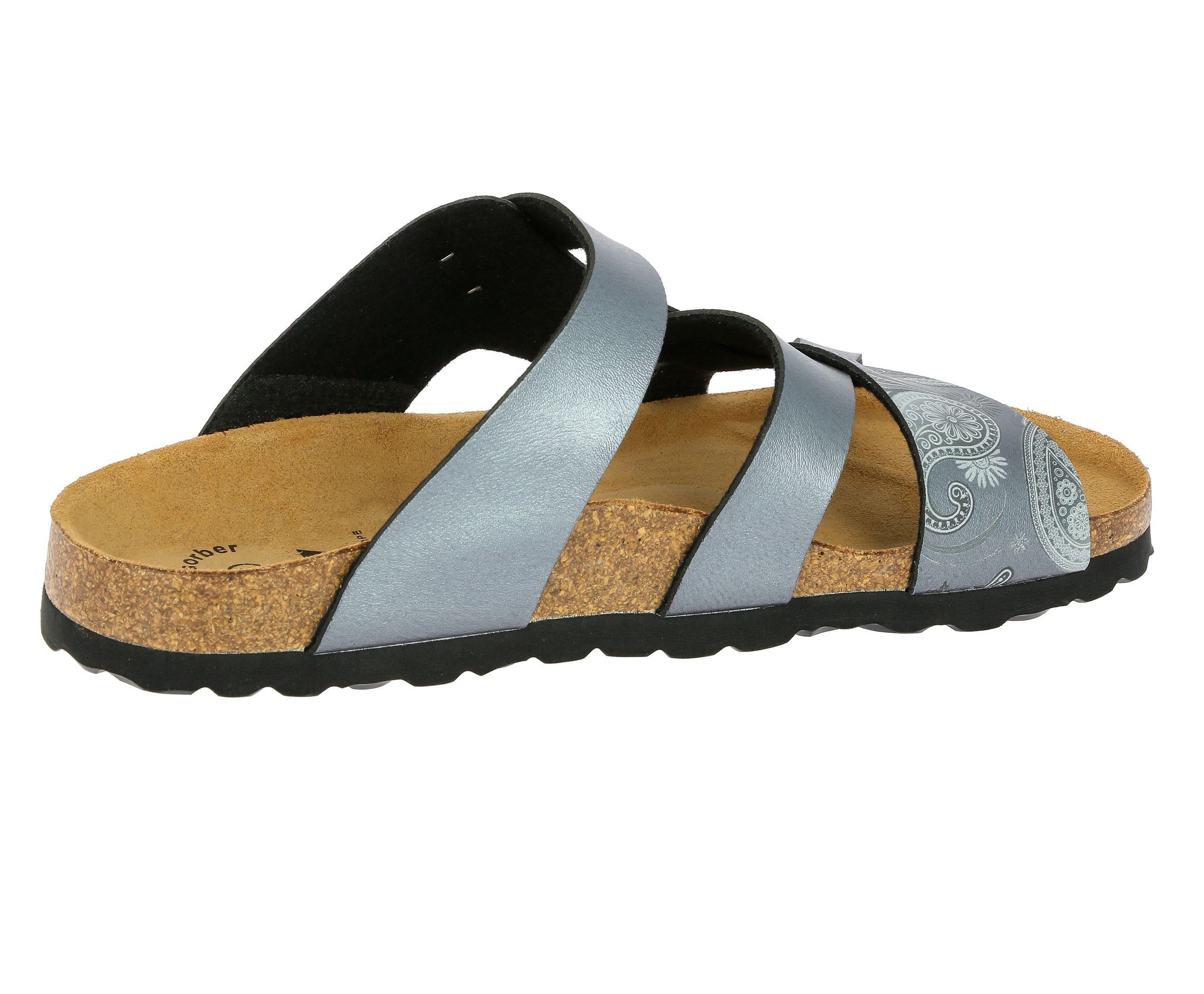Pantolette LICO "Pantolette Bioline Flora", Damen, Gr. 36, grau, Synthetik, Schuhe Pantolette 3