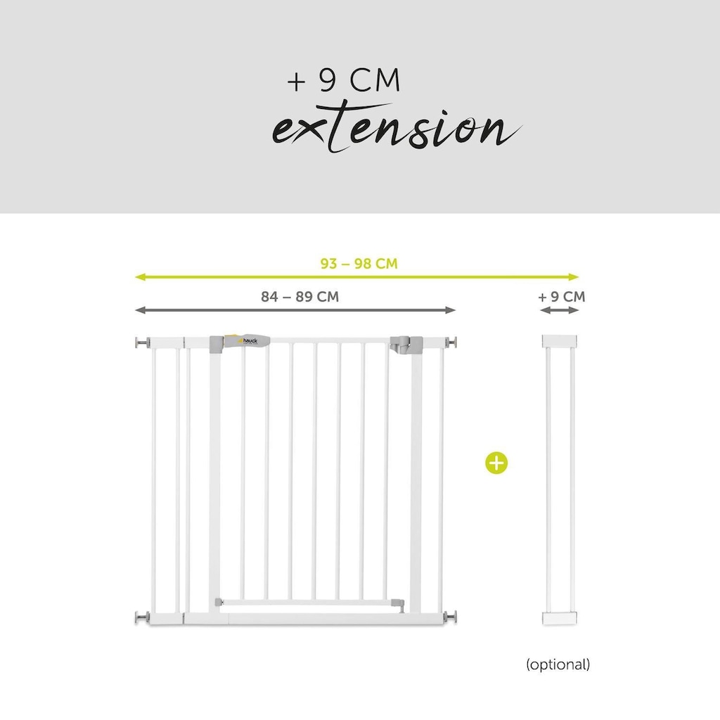 Hauck Türschutzgitter »Stop N Safe 2 inklusive 9 cm Extension, weiß«, auch als Treppenschutzgitter verwendbar