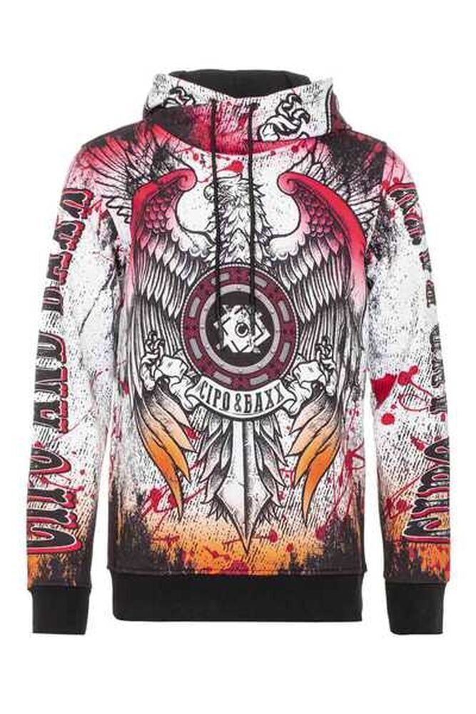 Cipo & Baxx Rundhalspullover "Sweatshirt" 1 Stk. mit coolem Alloverprint günstig online kaufen