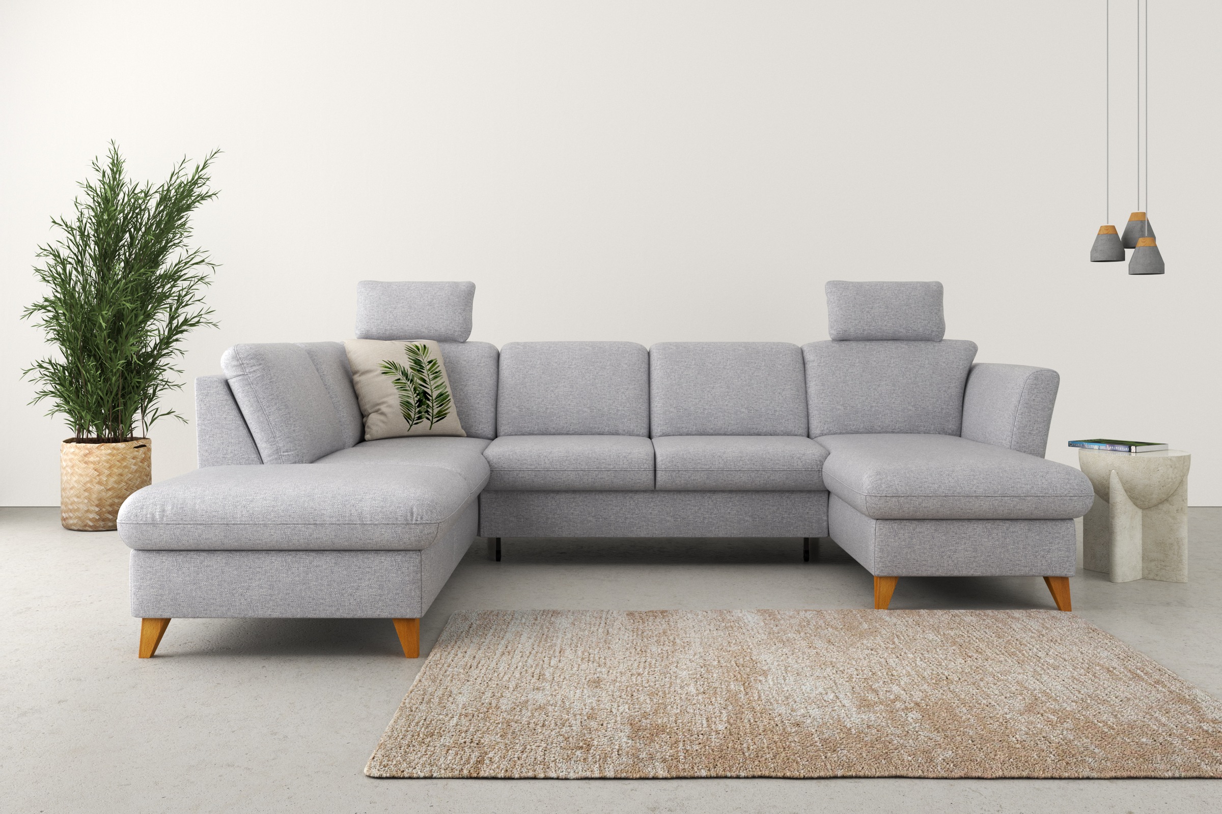 Home affaire Wohnlandschaft »Trelleborg U-Form«, Federkern-Polsterung, wahlweise mit Bettfunktion und Stauraum