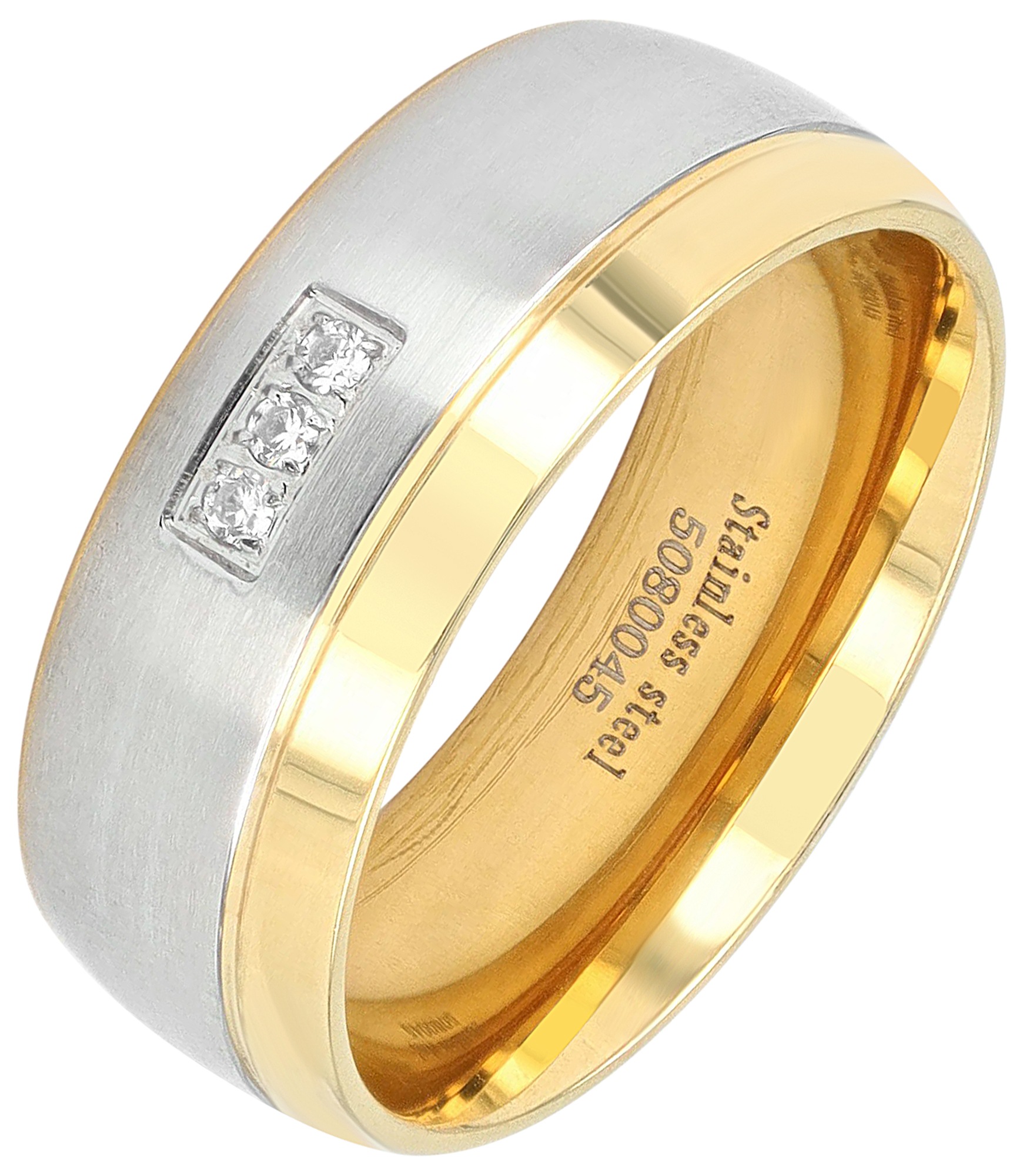 Fingerring ADELIA´S "Damen Ring aus Edelstahl mit Strass Steinchen" Gr. 48, silber, Fingerringe, Damen, 48, Edelstahl, Fingerring 5